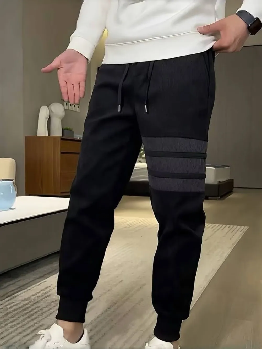 Men's Plus Size Drawstring Slim-Fit Joggers, image 2