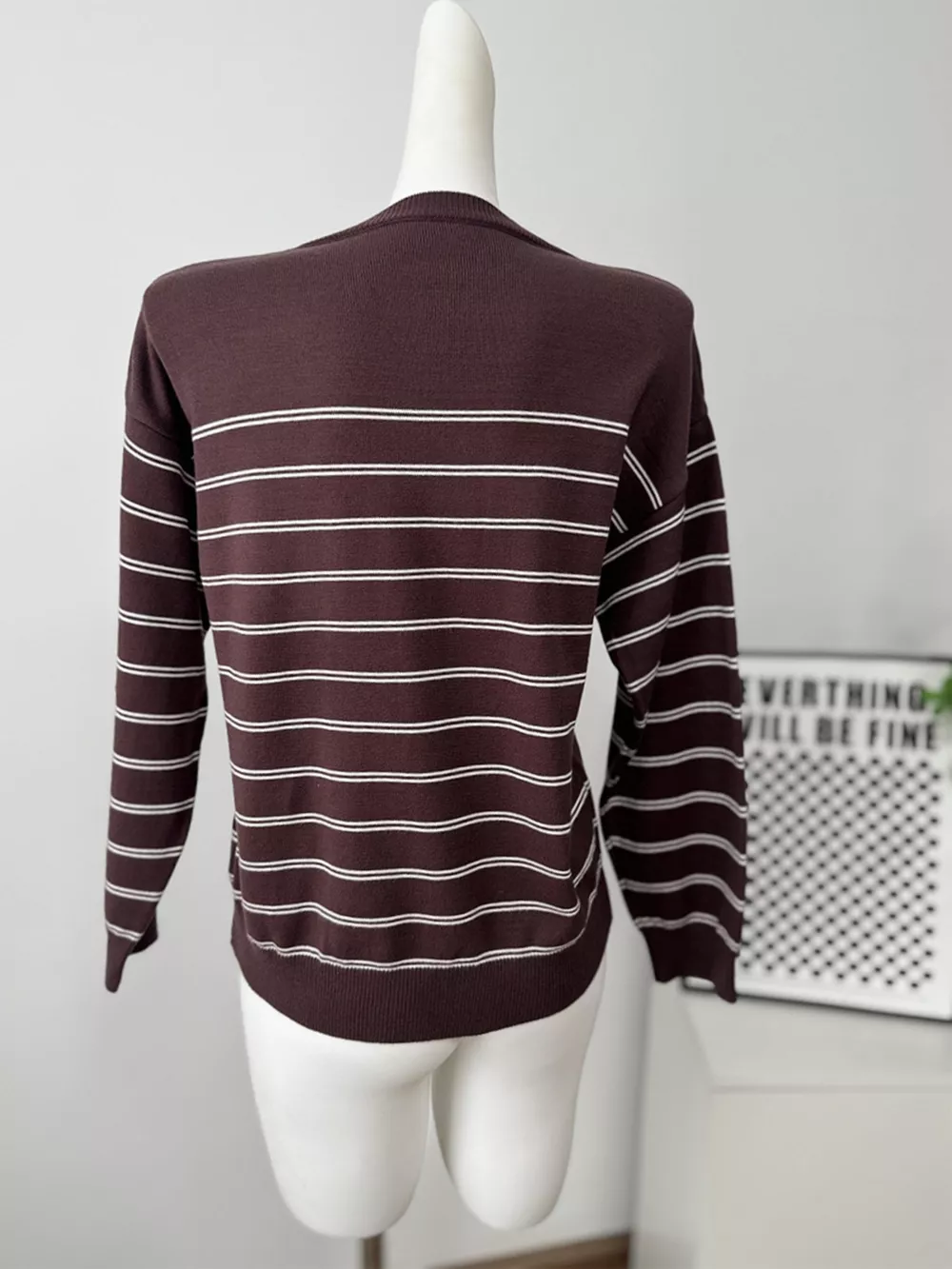Classic Striped Crewneck Knit Top with Layered Sweater Detail, image 24
