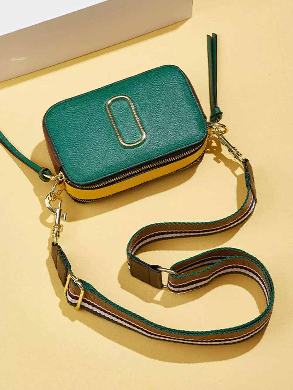 Color-Block Crossbody Bag with Webbing Strap, image 4