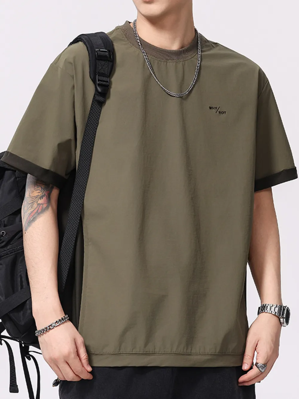 Men's Plus Size Round Neck Oversized Cotton T-Shirt, image 3