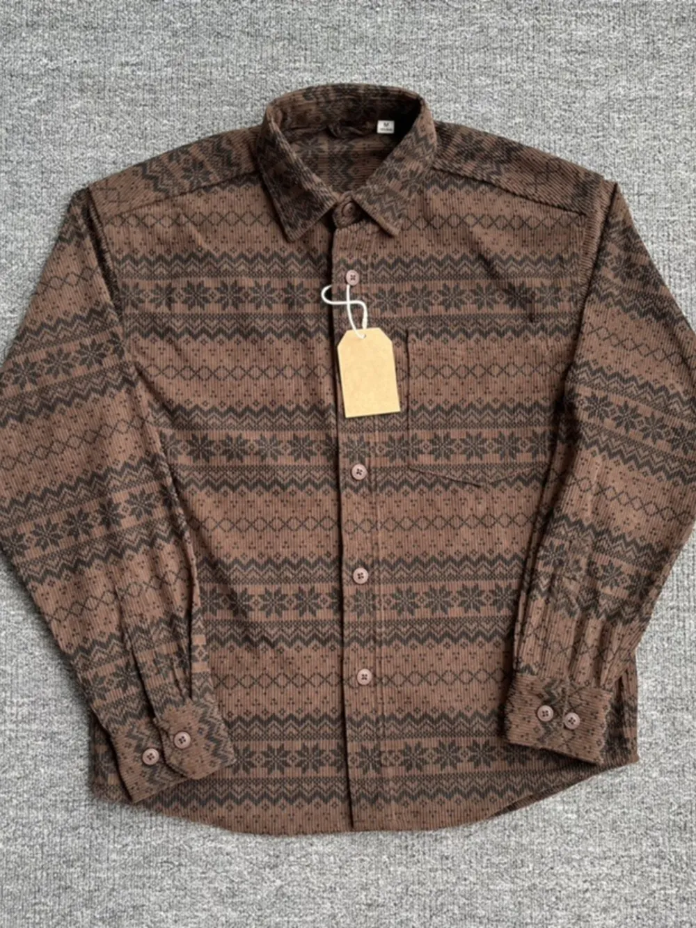 Men's Printed Button Up Long Sleeve Shirt