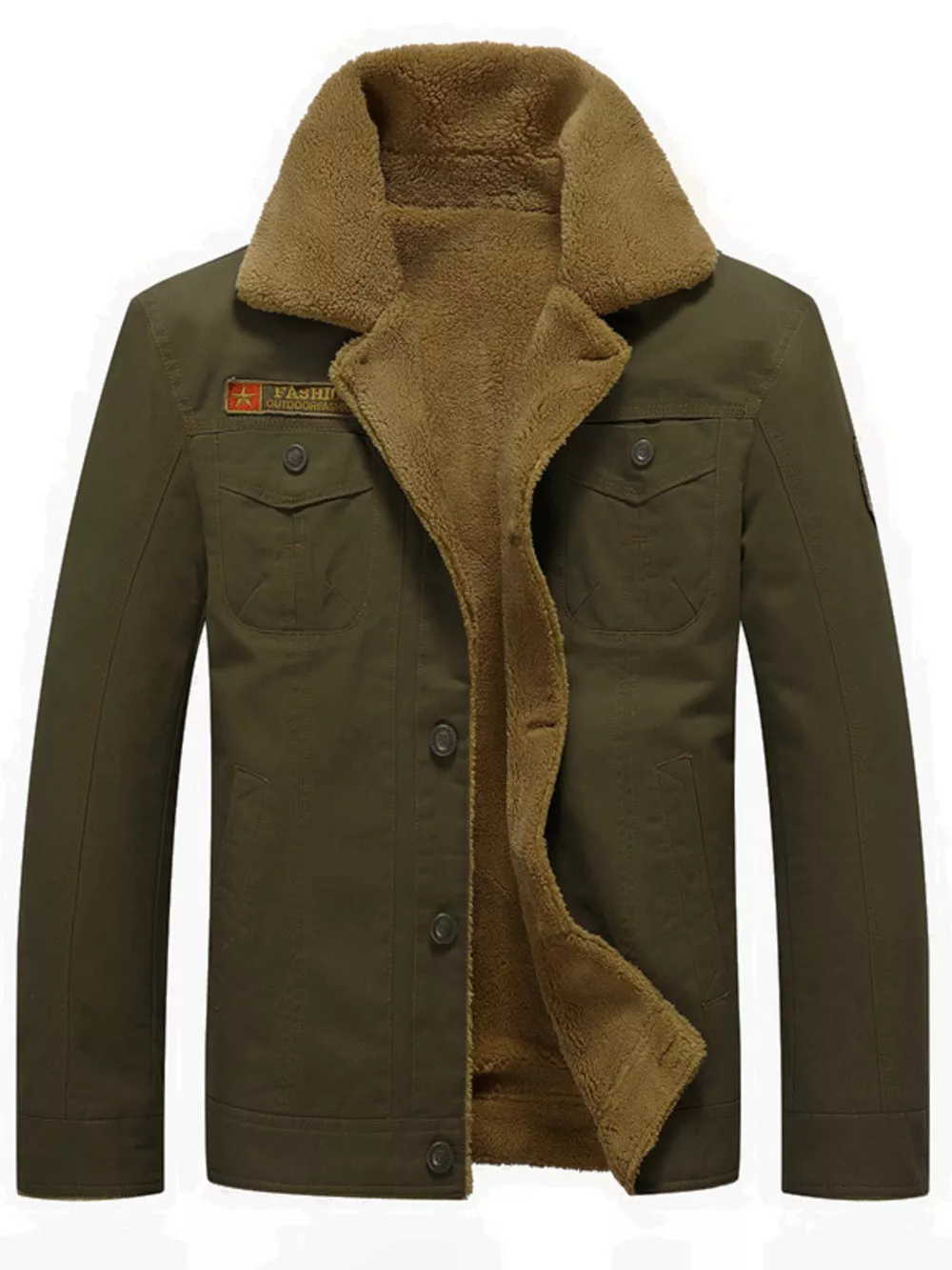Men's Plus Size Button Up Fleece Lined Jacket, image 2