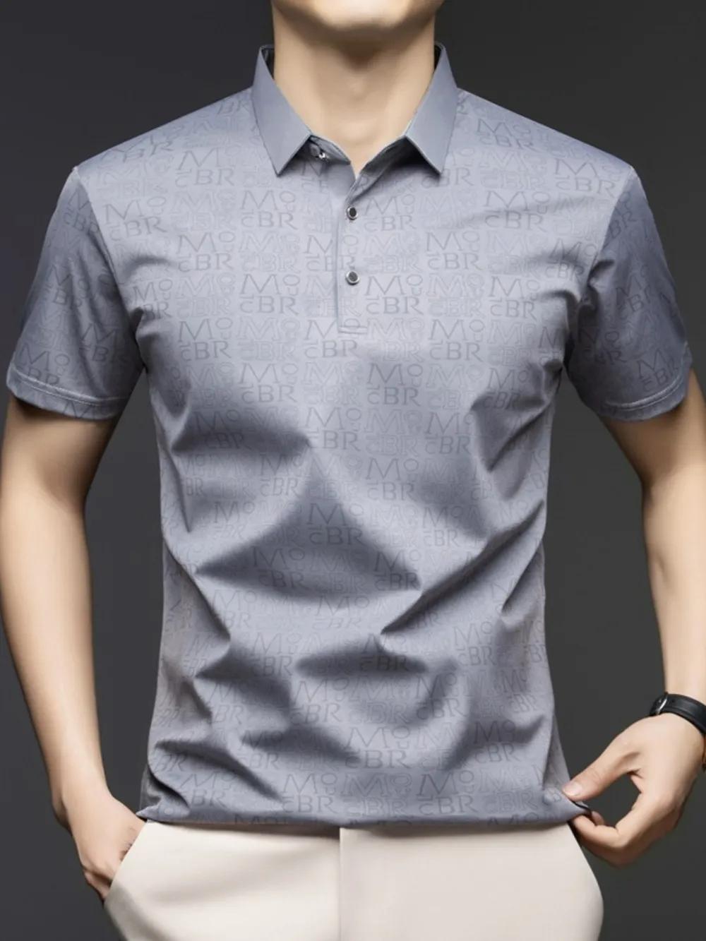 Men's Plus Size Button Detail Short Sleeve Polo, image 5
