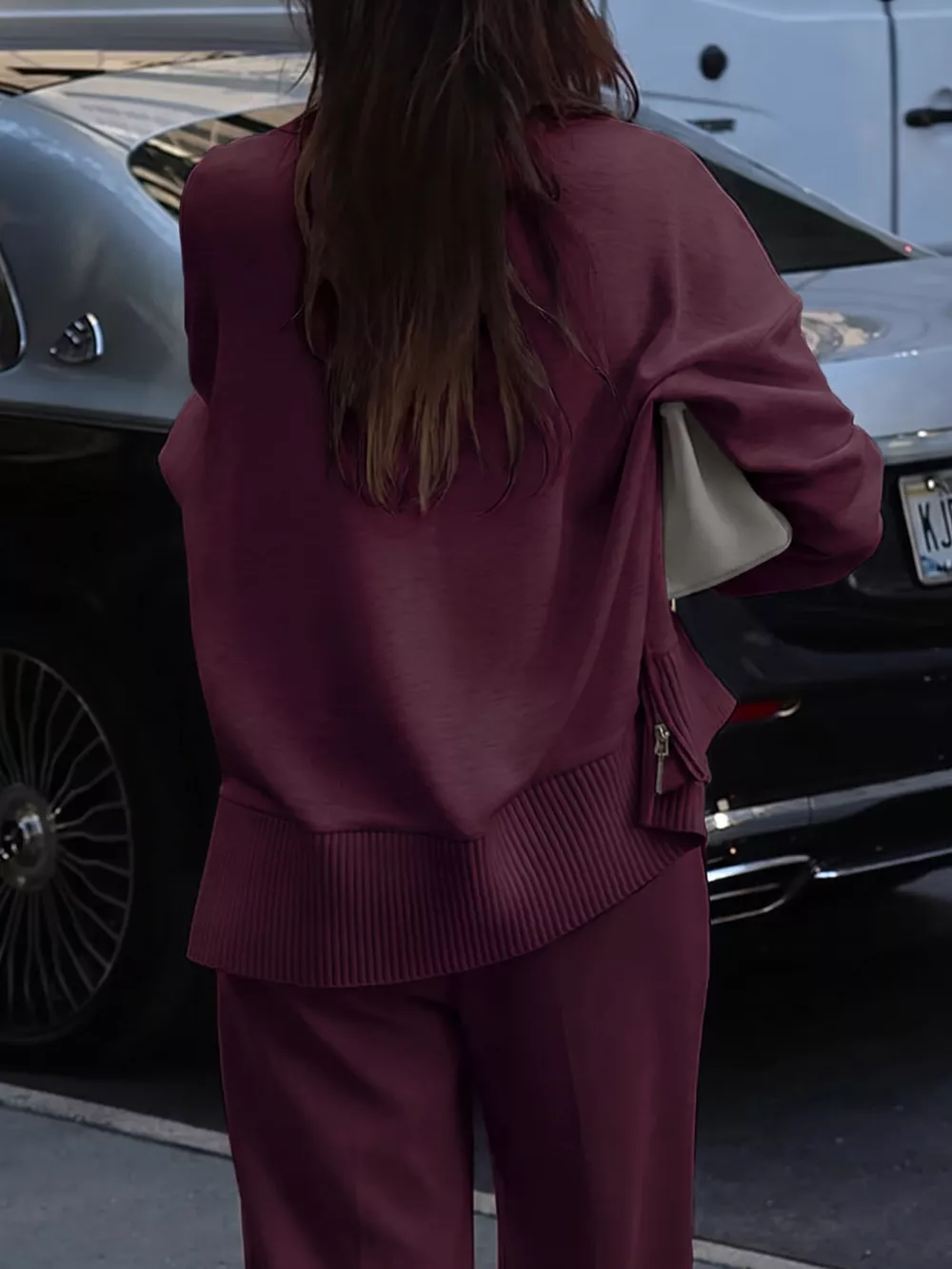 Dropped Shoulder Sweatshirt and Wide-Leg Pants Set, image 5