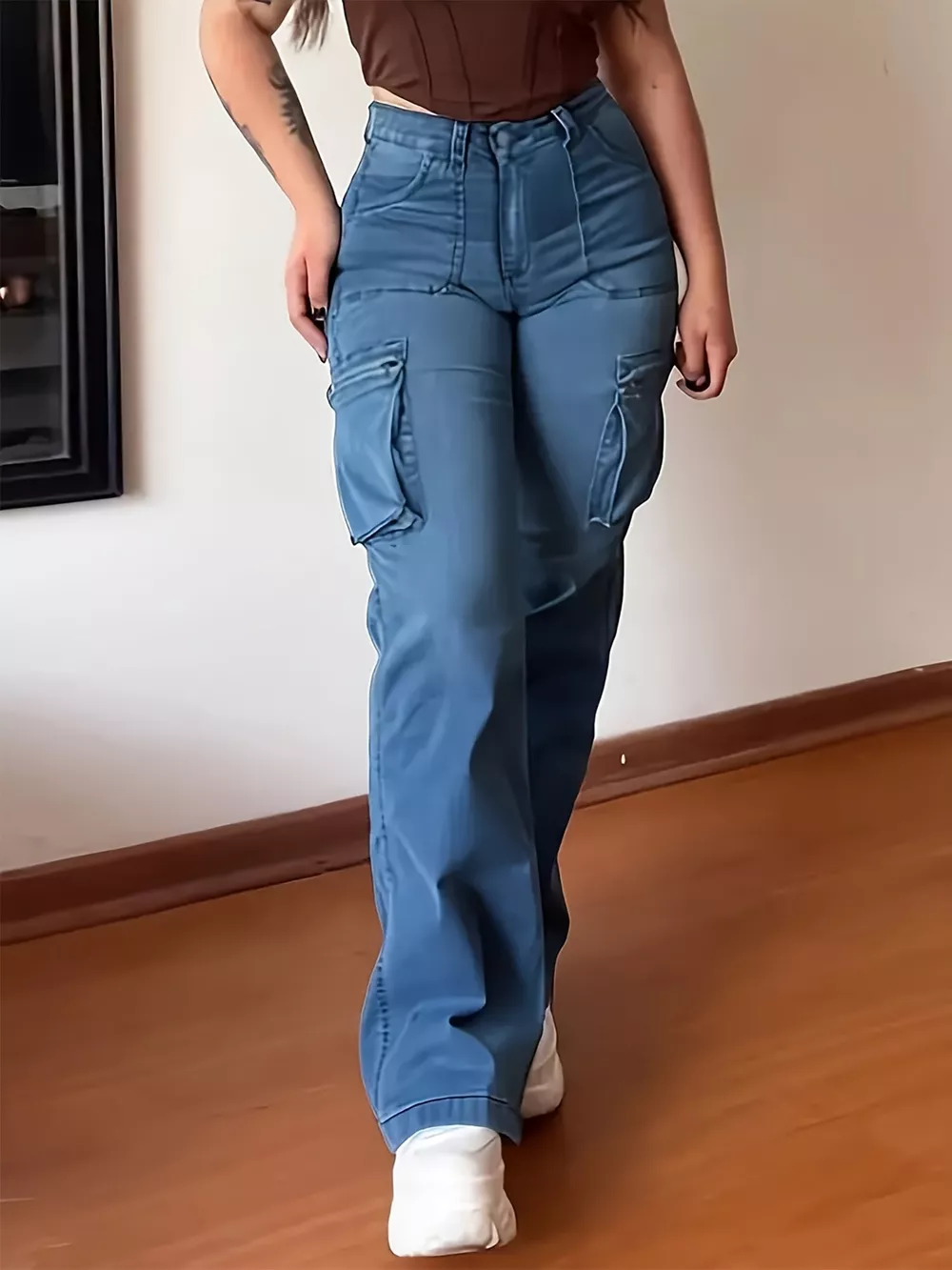 Plus Size High-Waisted Cargo Jeans, image 4