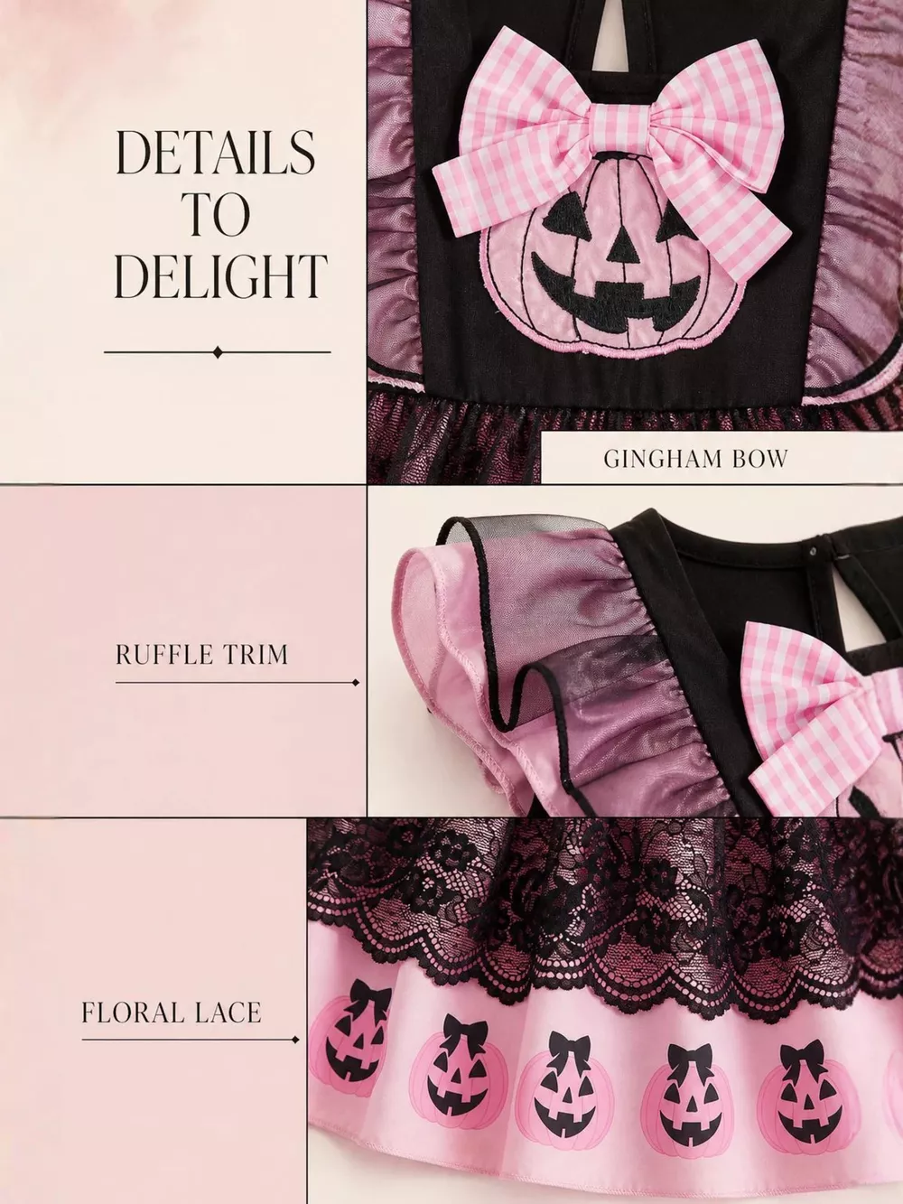 Children's Halloween Lolita Style Pumpkin Print Dress, image 6