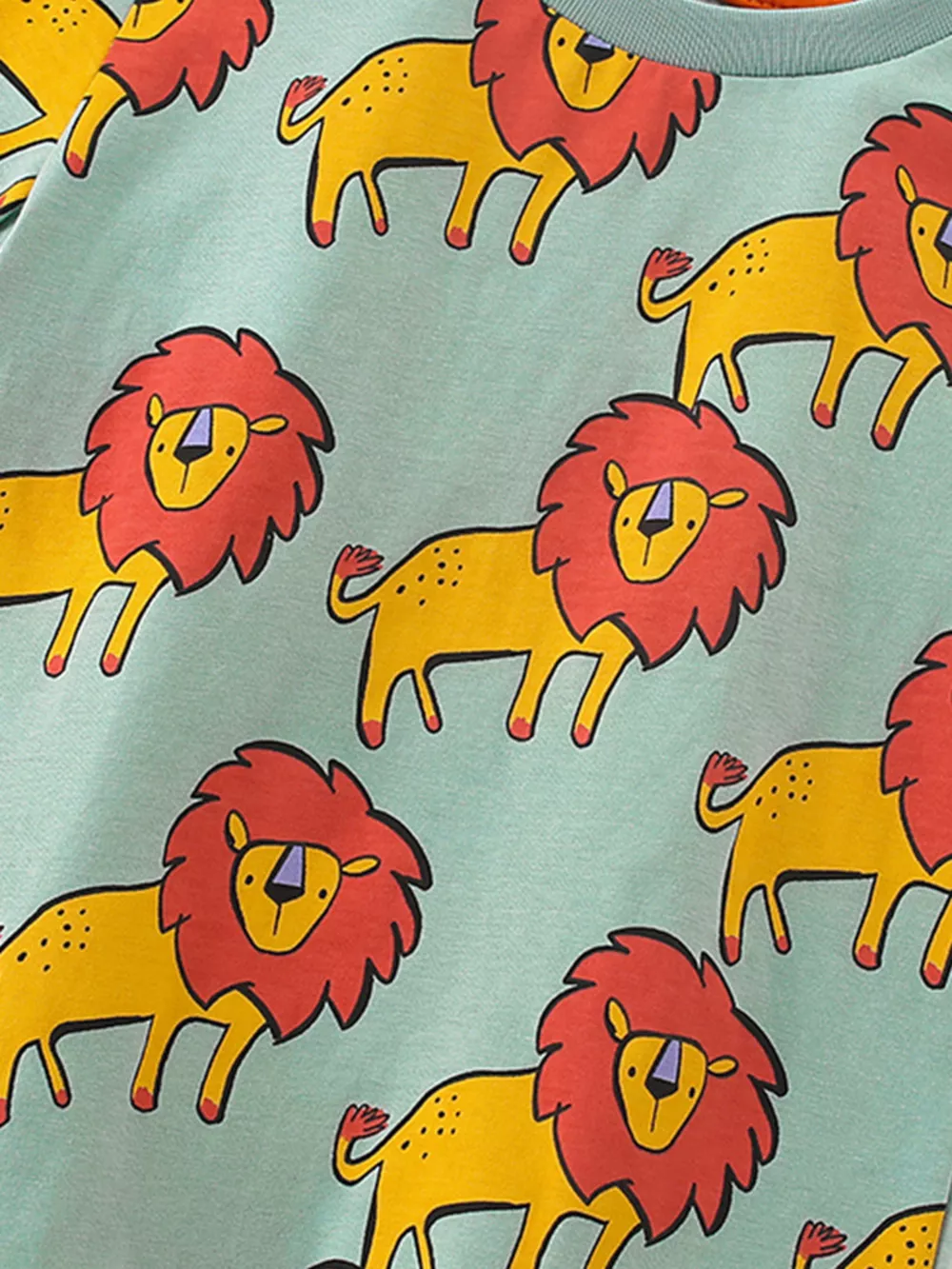 Children's Lion Print Round Neck Tee and Shorts Set, image 5