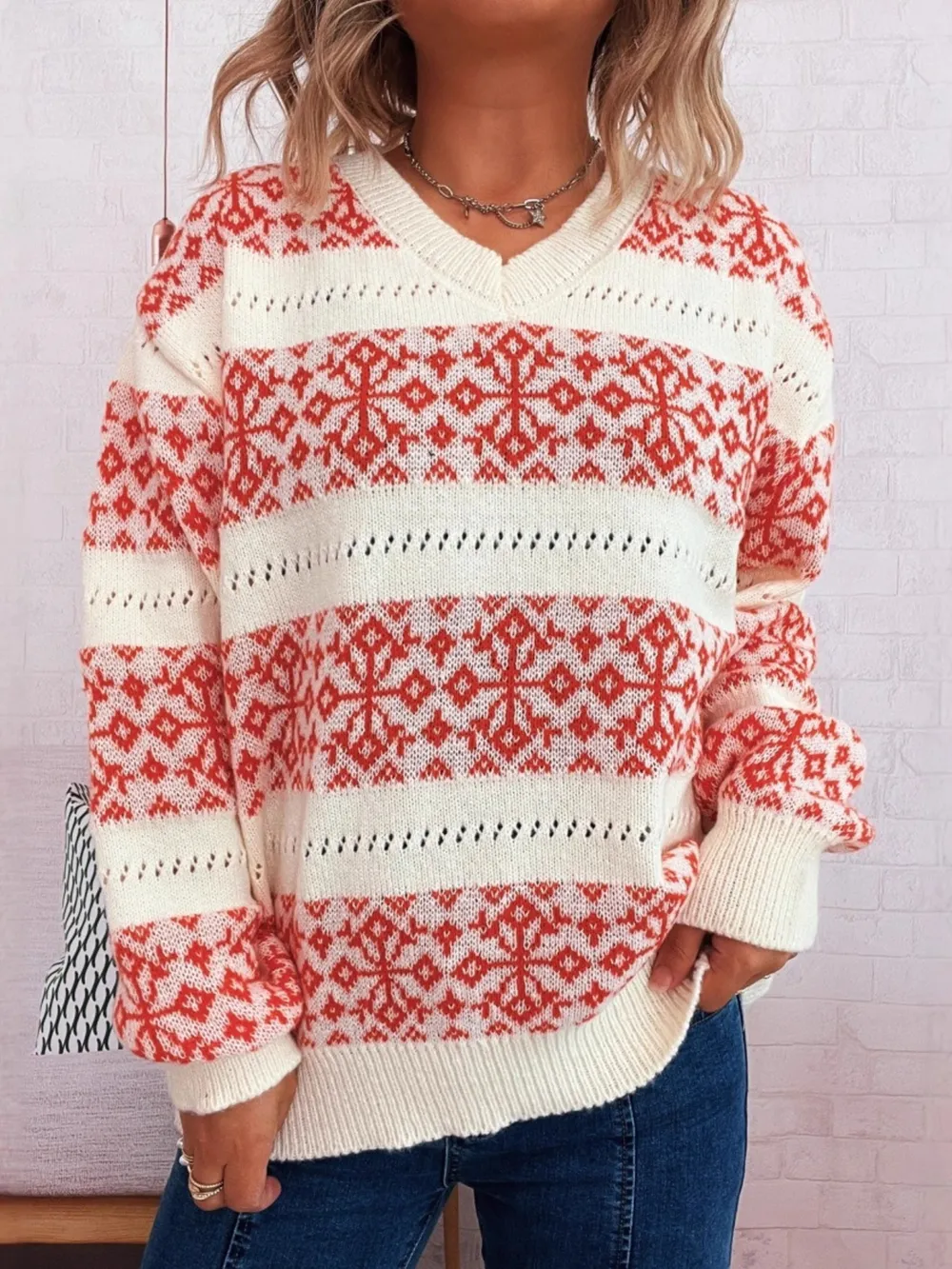 Contrast Ribbed hem Long Sleeve Sweater, image 2