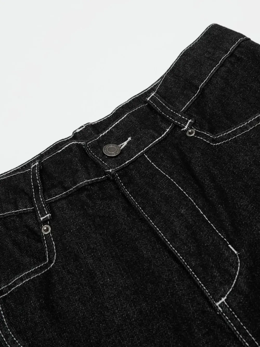 Men's Wide-Leg Jeans with Contrast Stitching, image 9