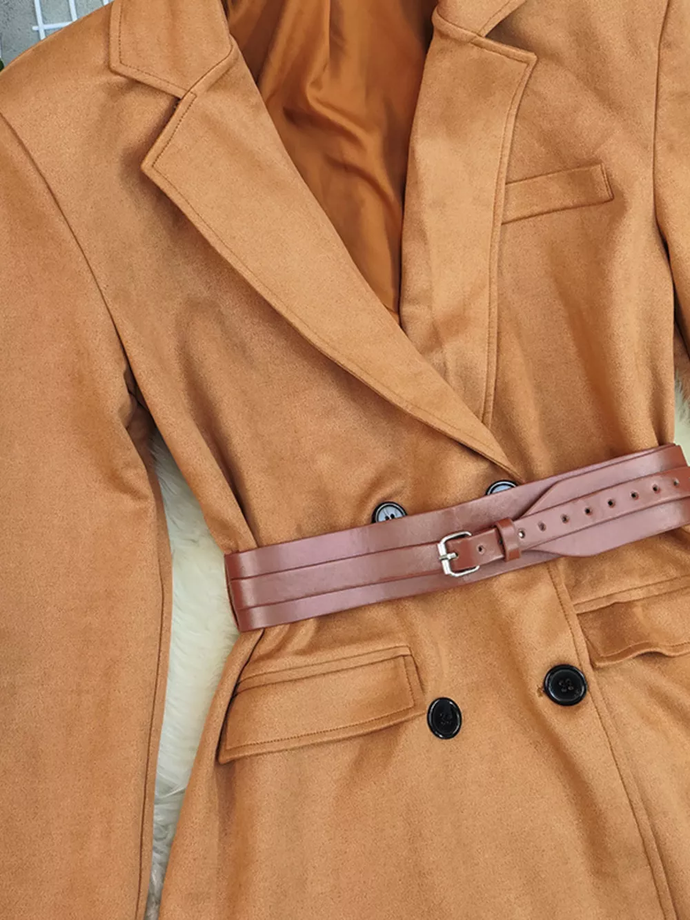 Double-Breasted Lapel Collar Blazer, image 5