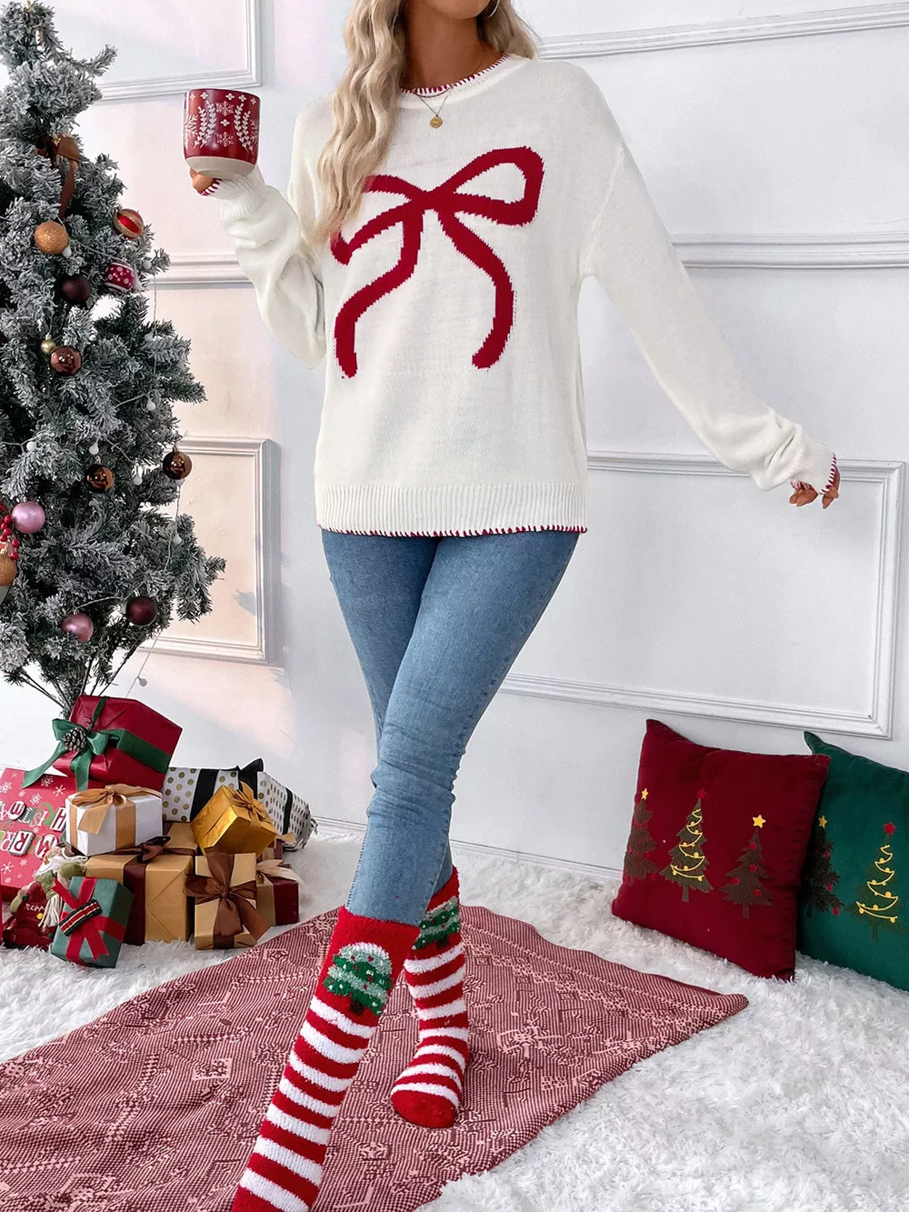 Bow Round Neck Sweater, image 6