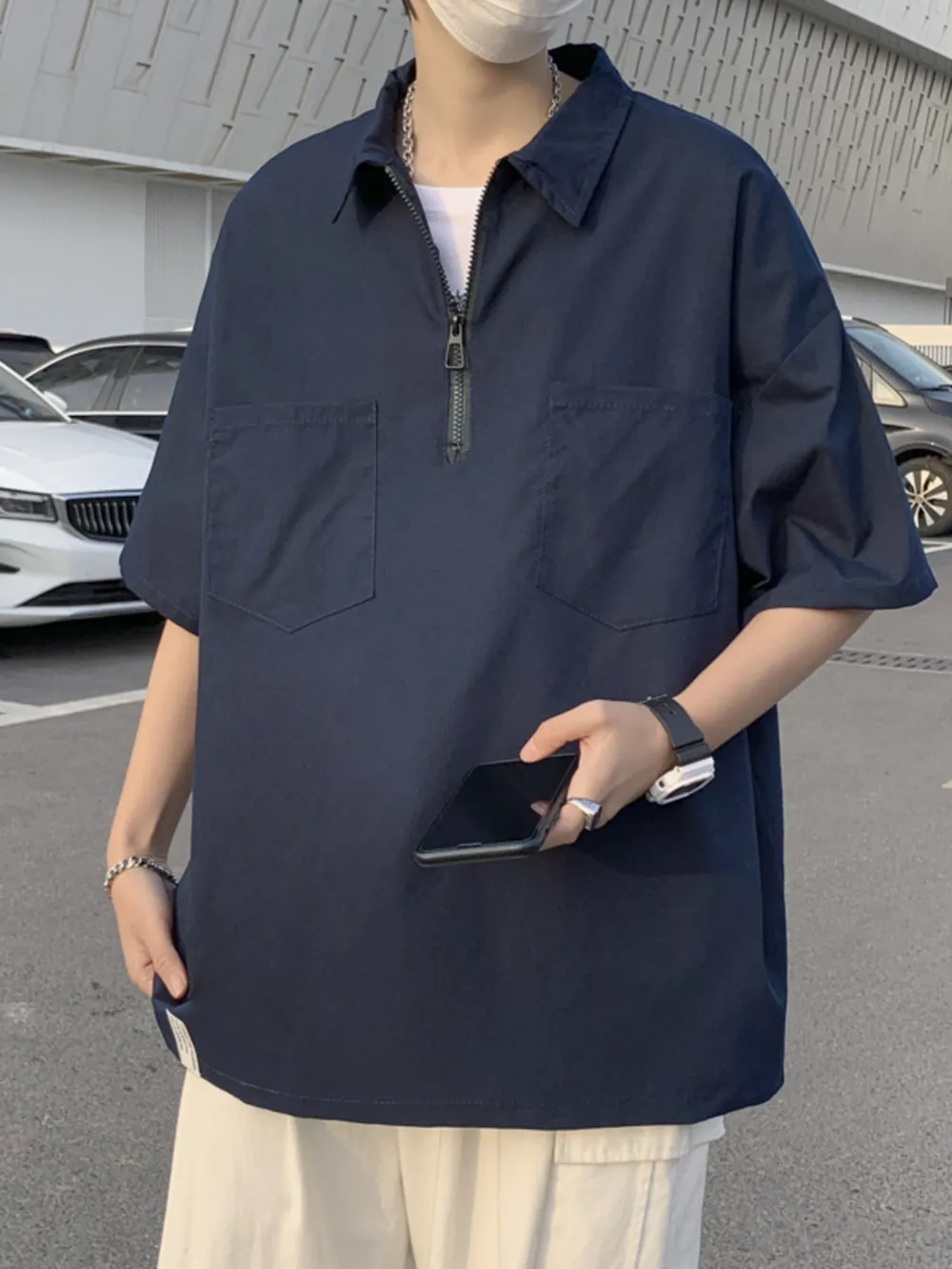 Men's Half-Zip Oversized Blouse, image 7