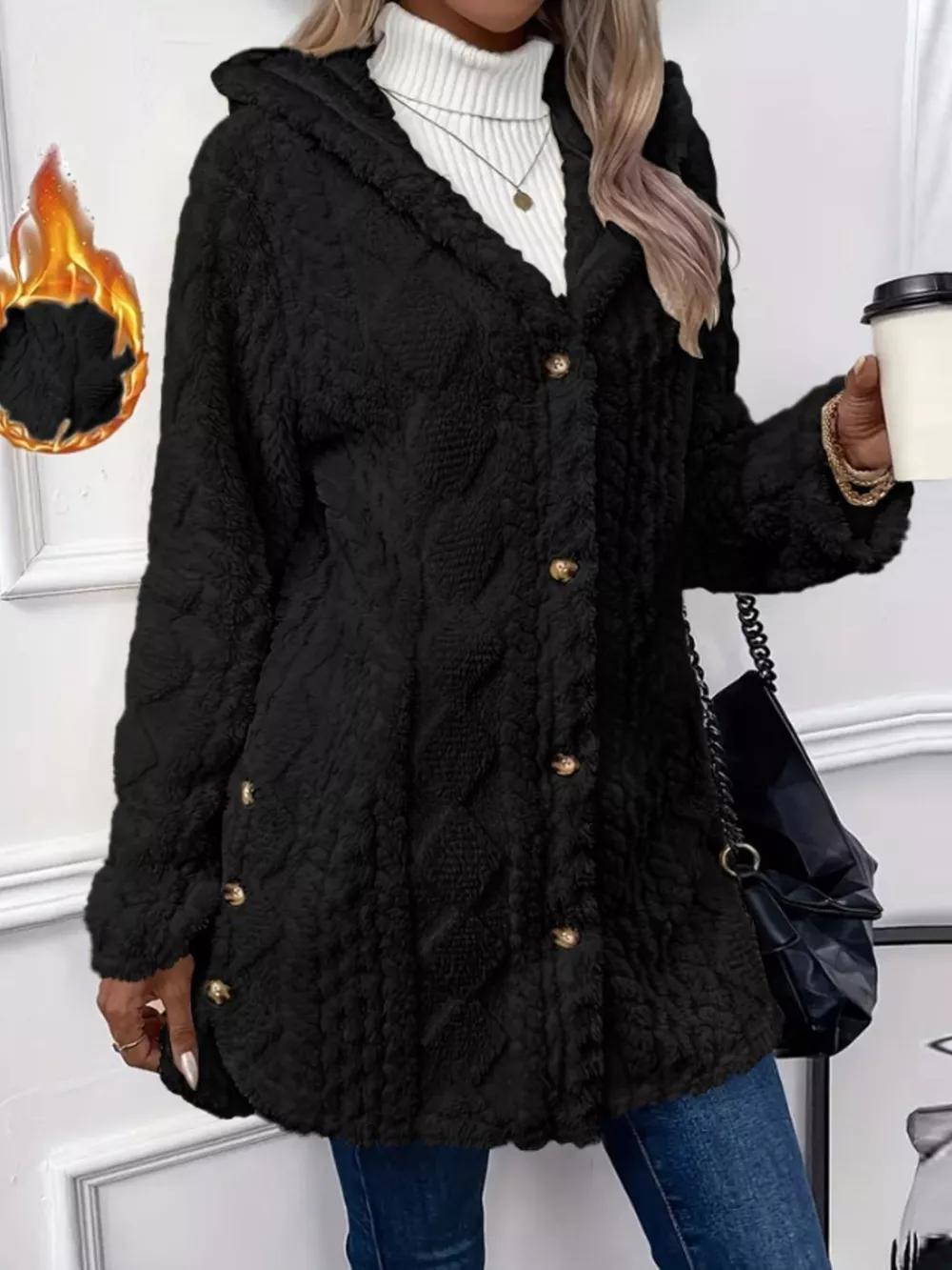 Full Size Button-Down Hooded Outerwear Plus Size, image 26