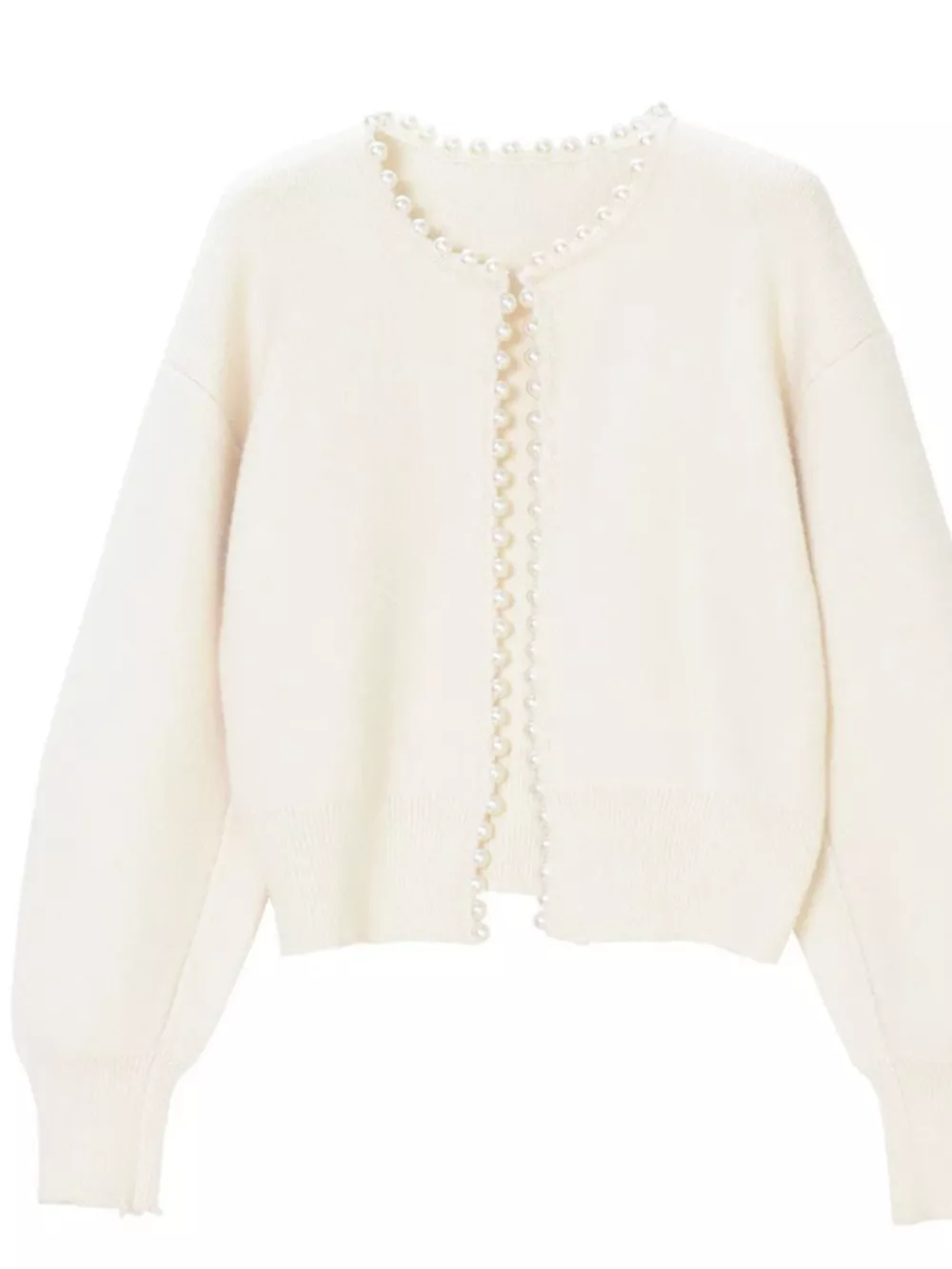Pearl Trimmed Open Front Cardigan, image 7