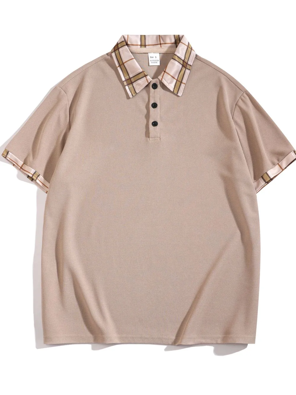 Men's Full Size Classic Plaid Collar Polo and Shorts Set Plus Size, image 3