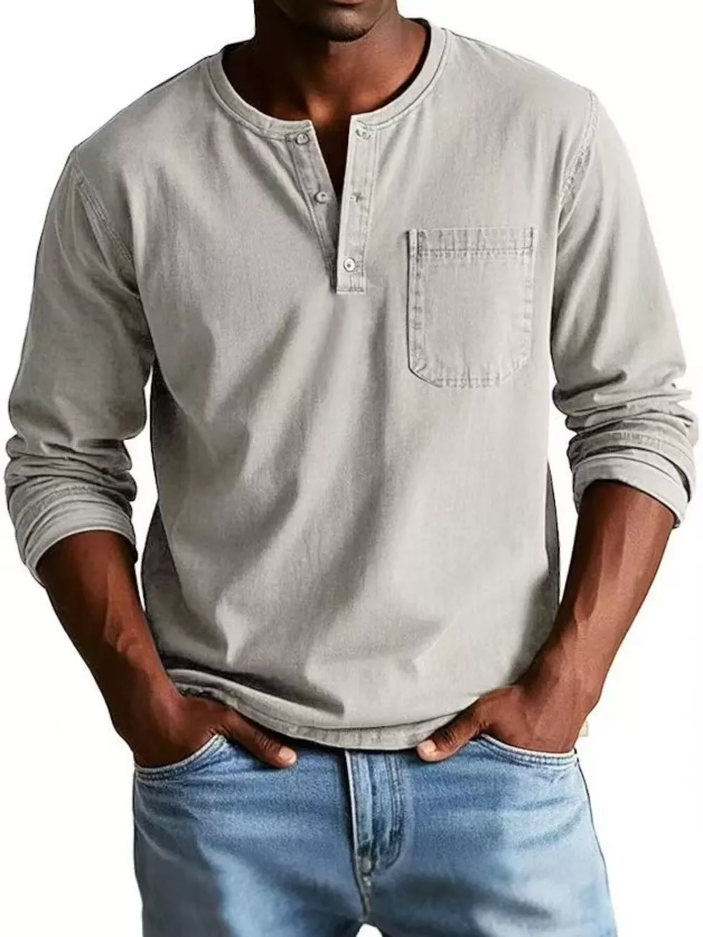 Full Size Button Detail Long Sleeve Top Plus Size, image 9