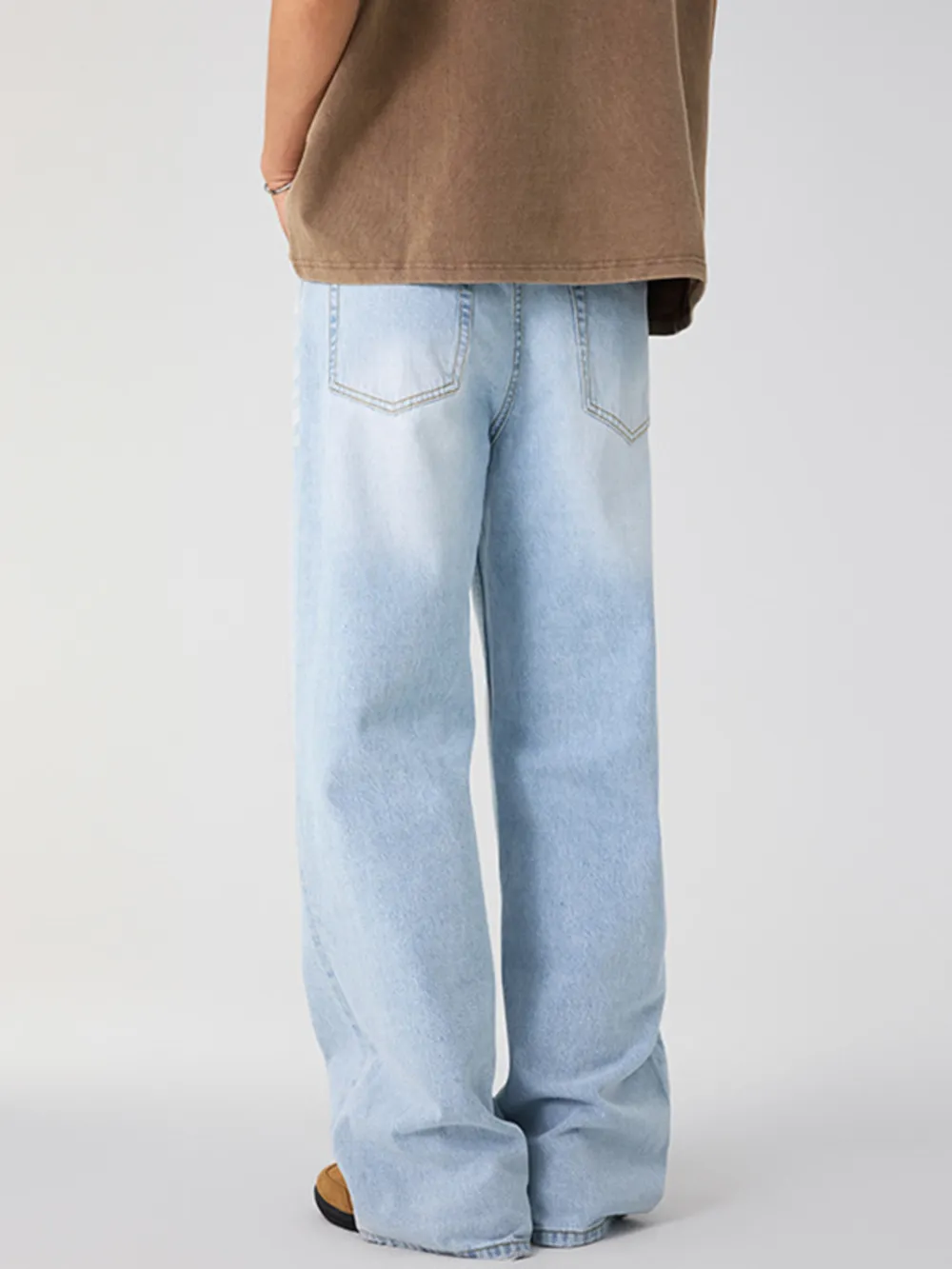 Men's Wash Wide Leg Jeans, image 6