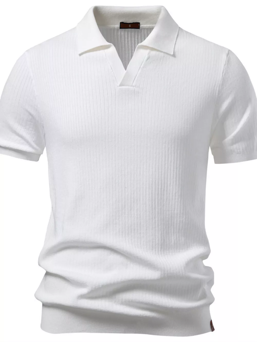 Men's Ribbed Knit Short Sleeve Polo, image 4