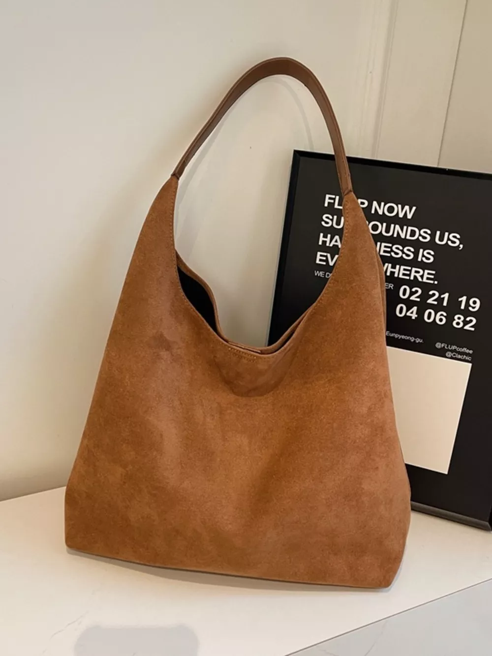 Solid Color Suede Tote Bag, image 5