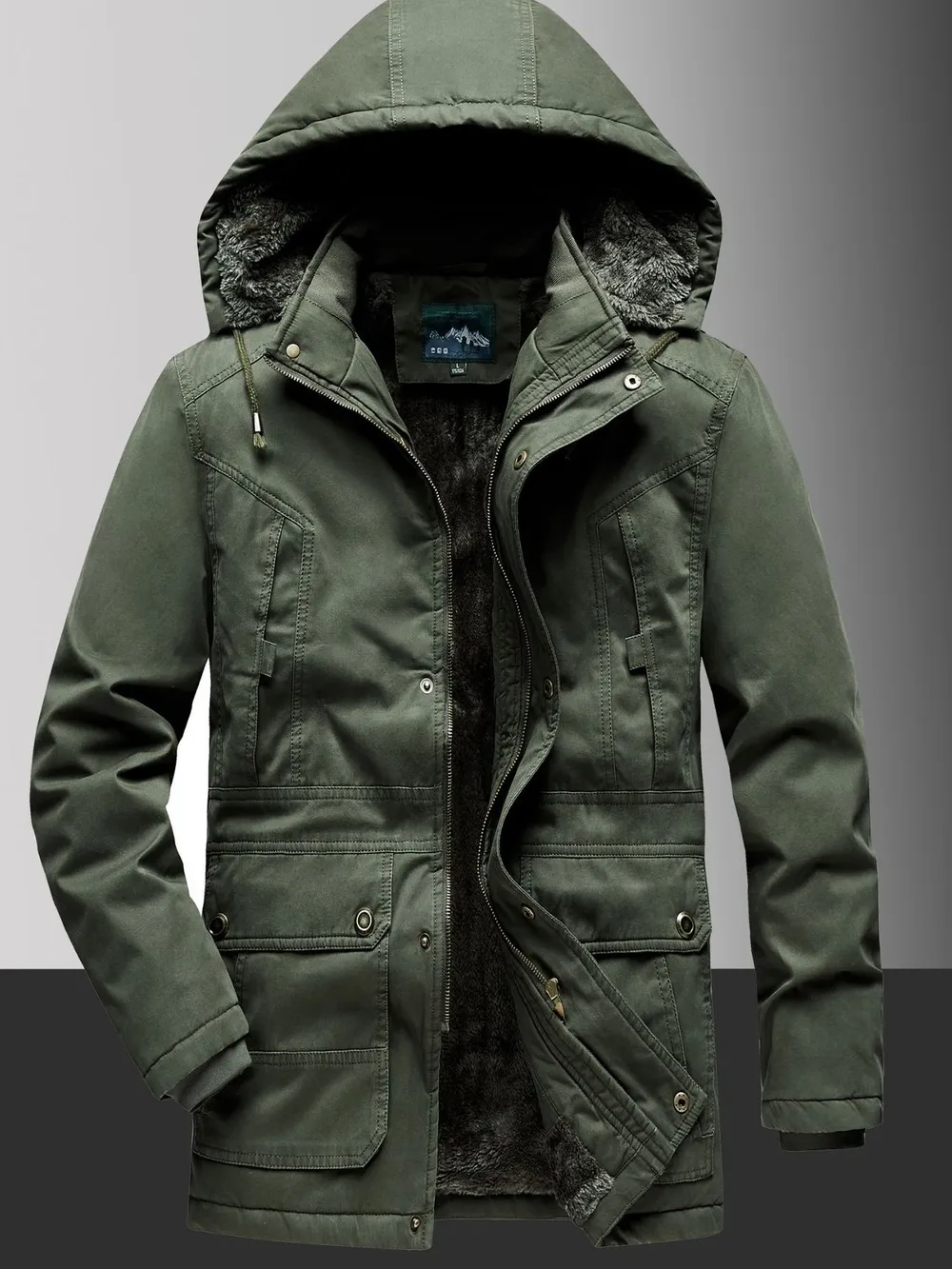 Men's Plus Size Fleece Lined Hooded Winter Coat, image 4