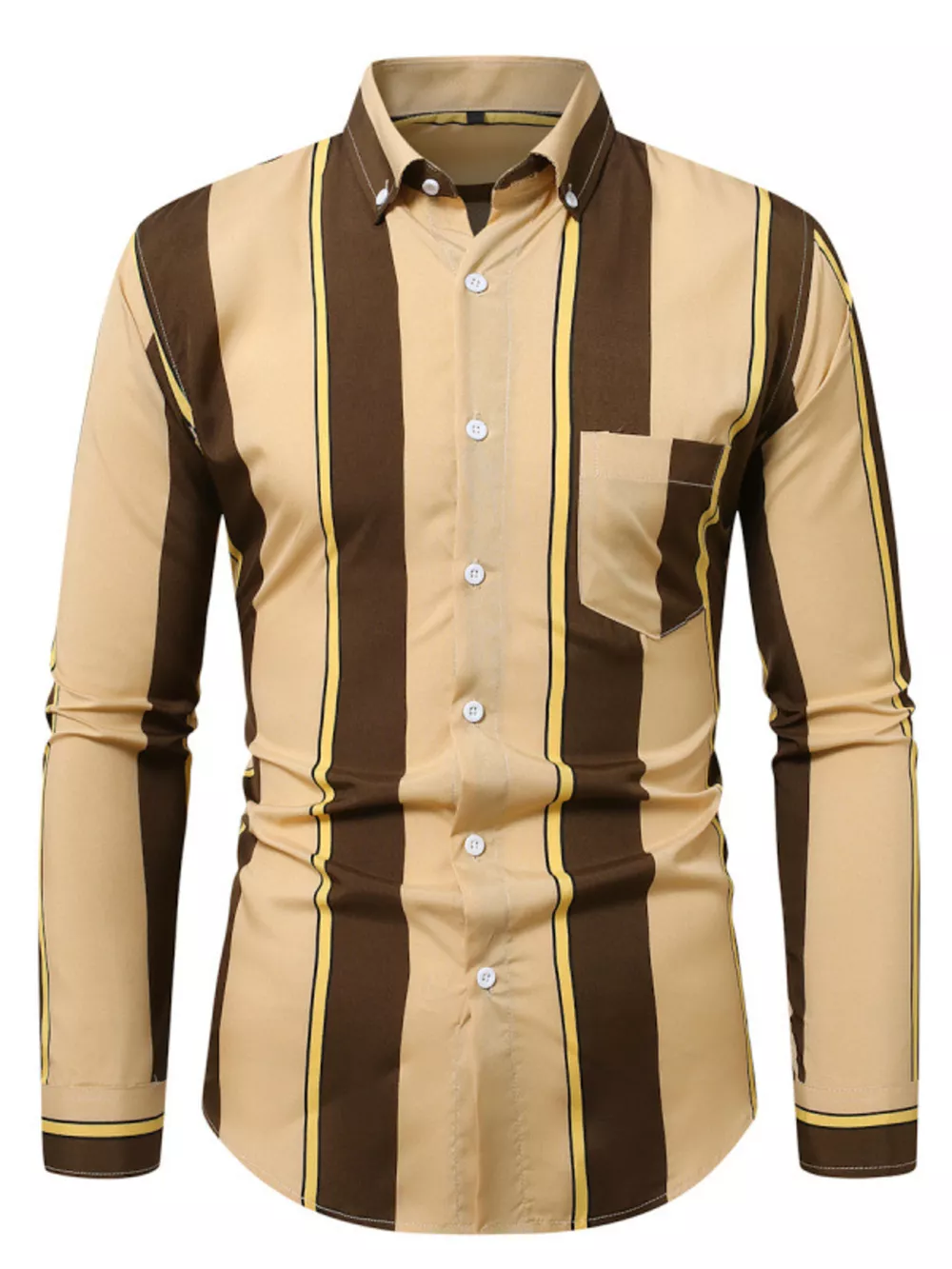 Men's Plus Size Slim Fit Striped Button Up Shirt, image 3