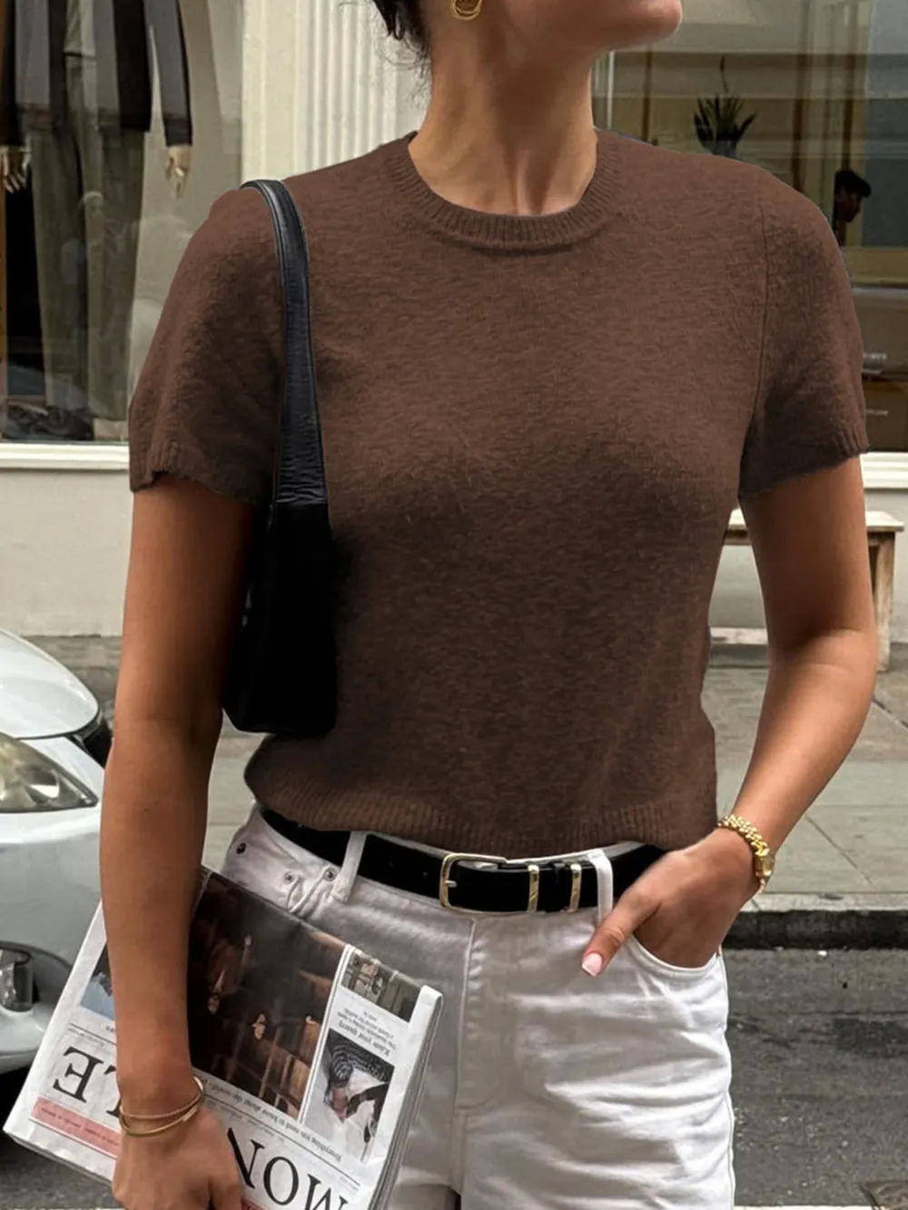 Round Neck Short Sleeve Sweater, image 6