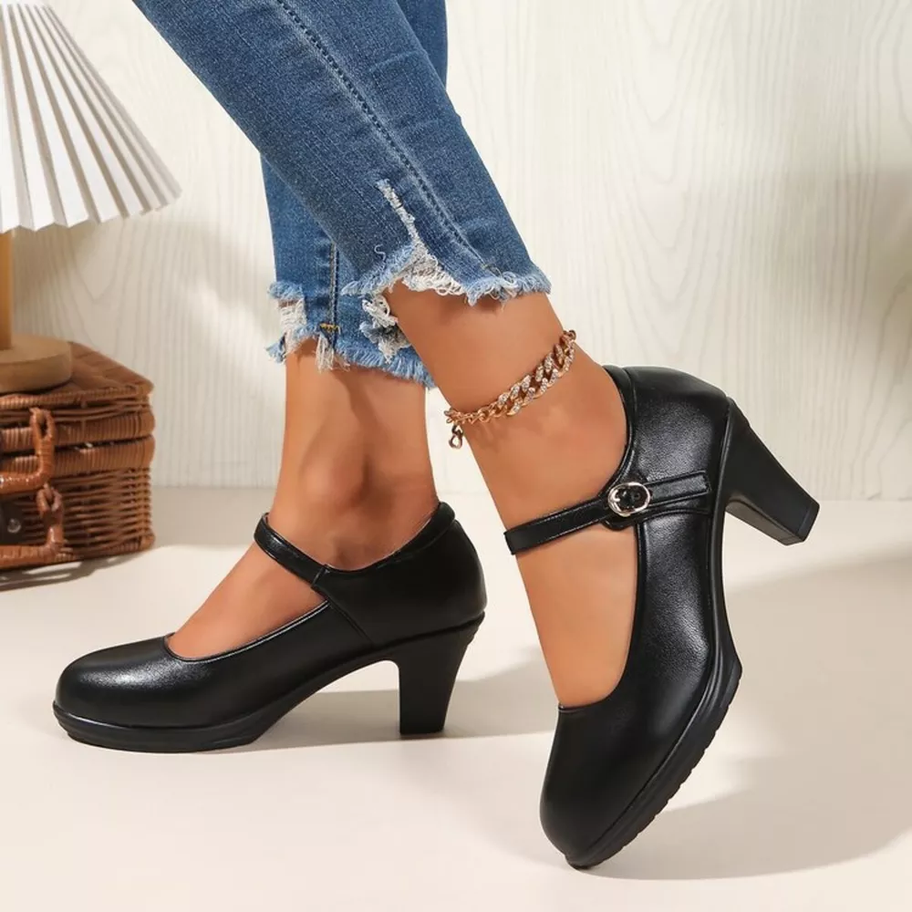 Buckle Block Heels Pumps, image 8