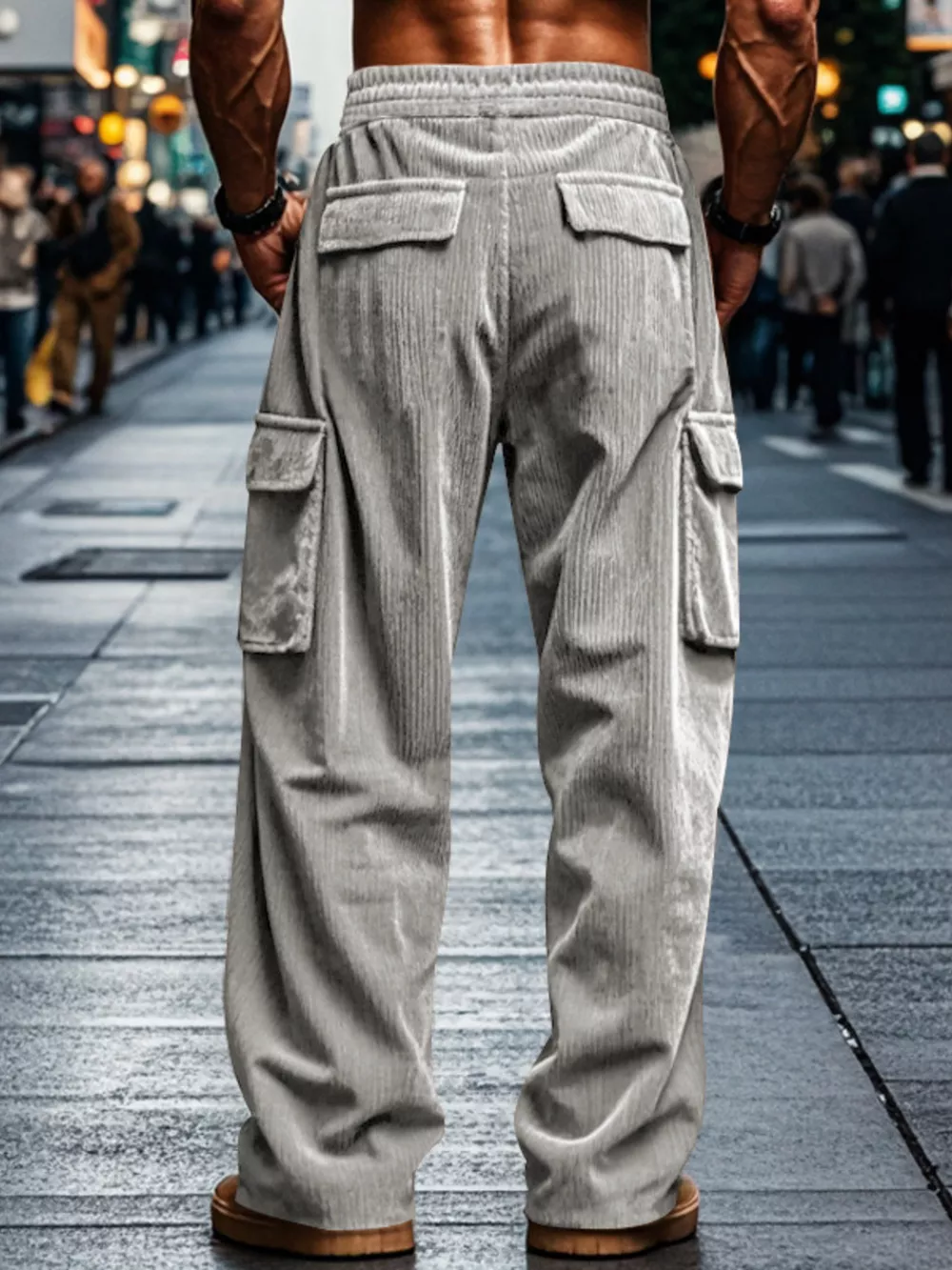 Men's Full Size Corduroy Cargo Pants Plus Size, image 8