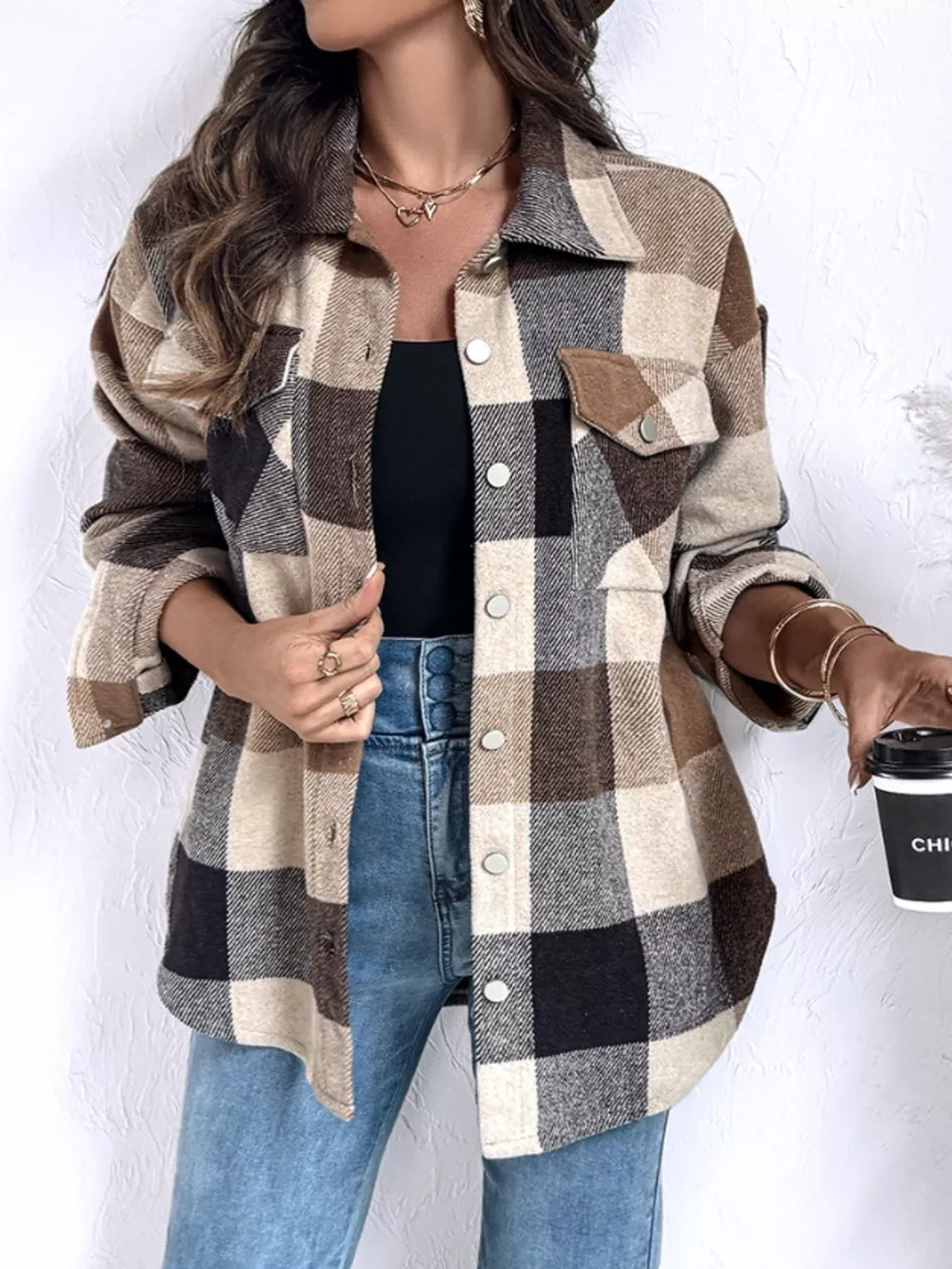 Plaid Button-Up Long Sleeve Shirt, image 4