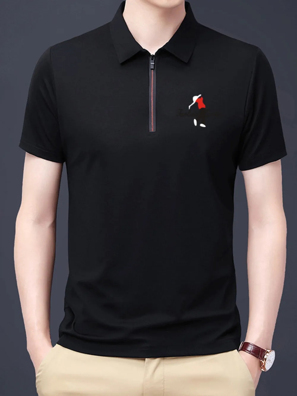Men's Plus Size Half-Zip Short Sleeve Polo