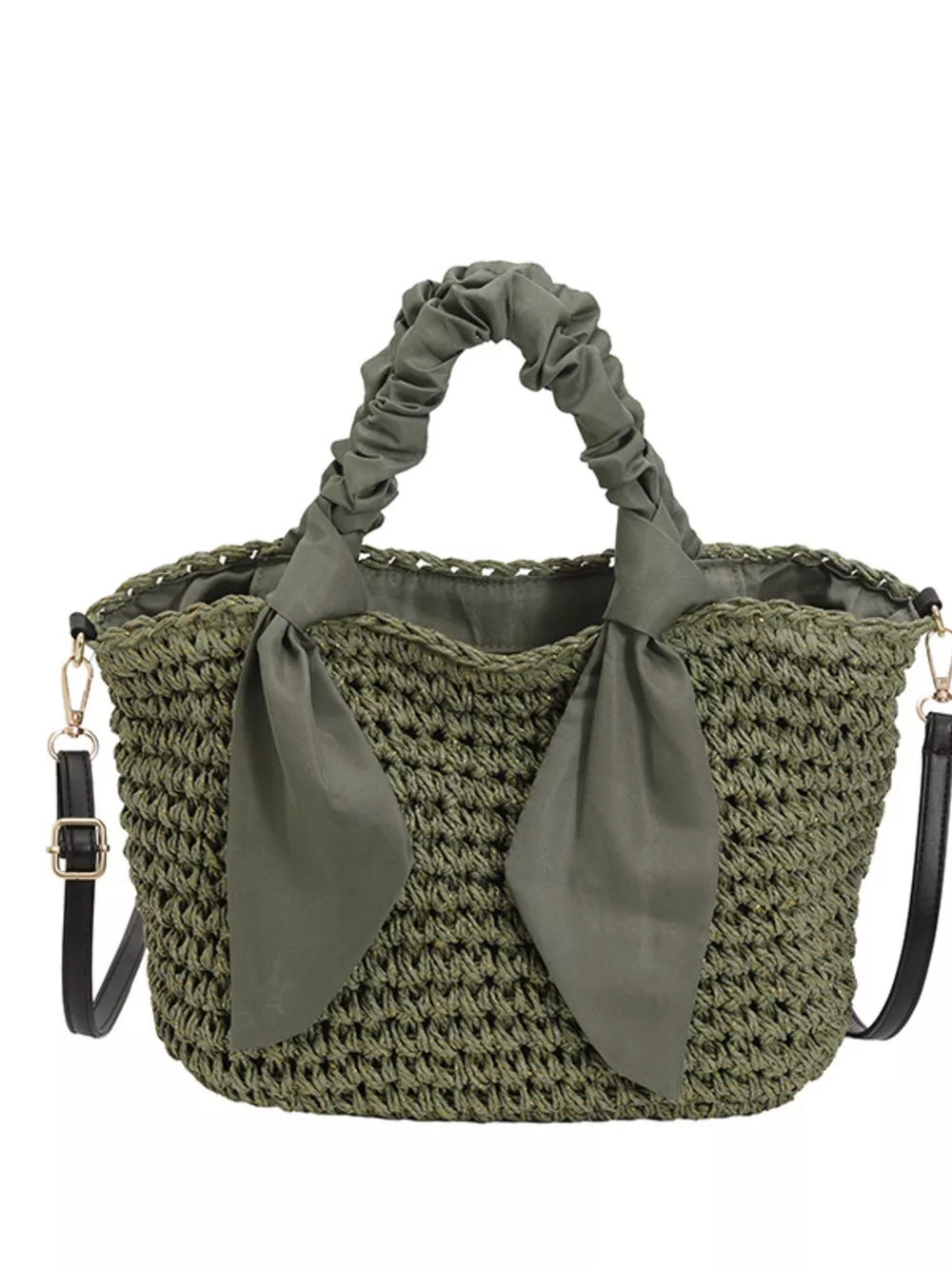 Woven Ruched Handle Crossbody Bag, image 6
