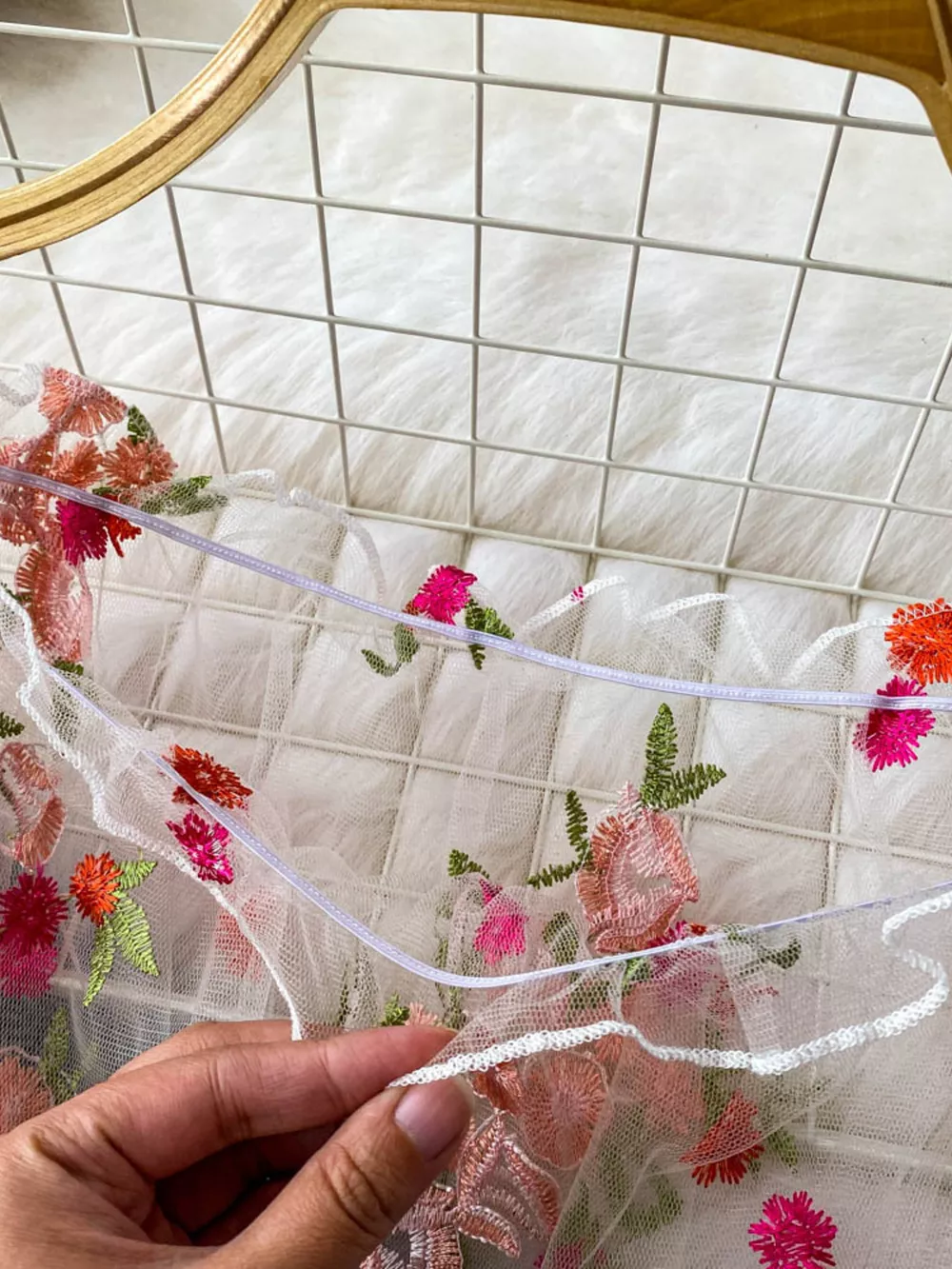 Floral Embroidered Mesh Off-Shoulder Top, image 9