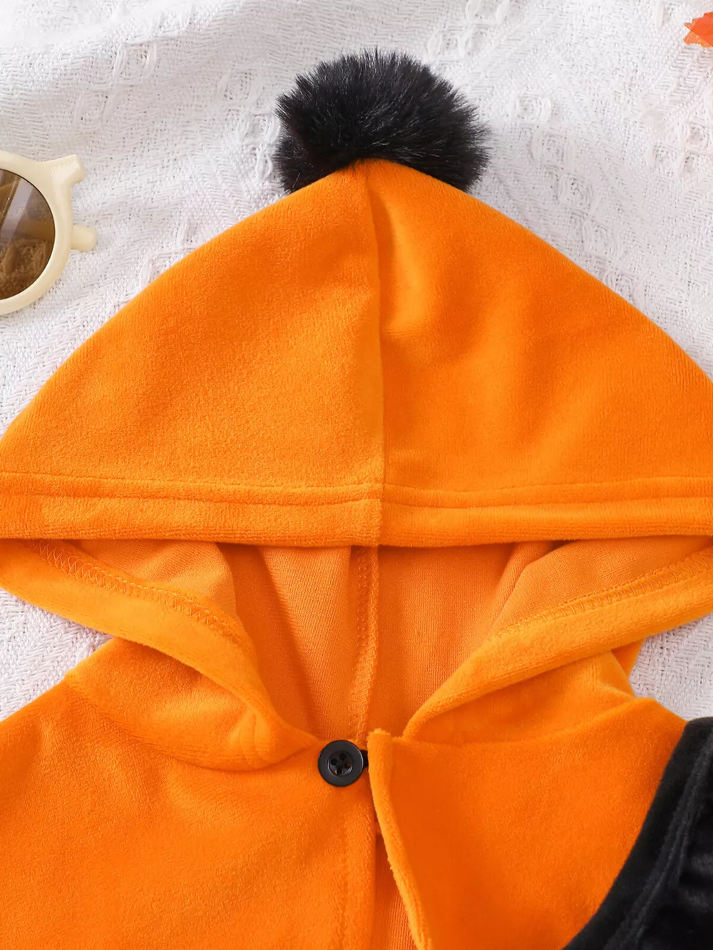 Children's Halloween Pumpkin Hooded Cape and Polka Dot Tulle Dress Set, image 3