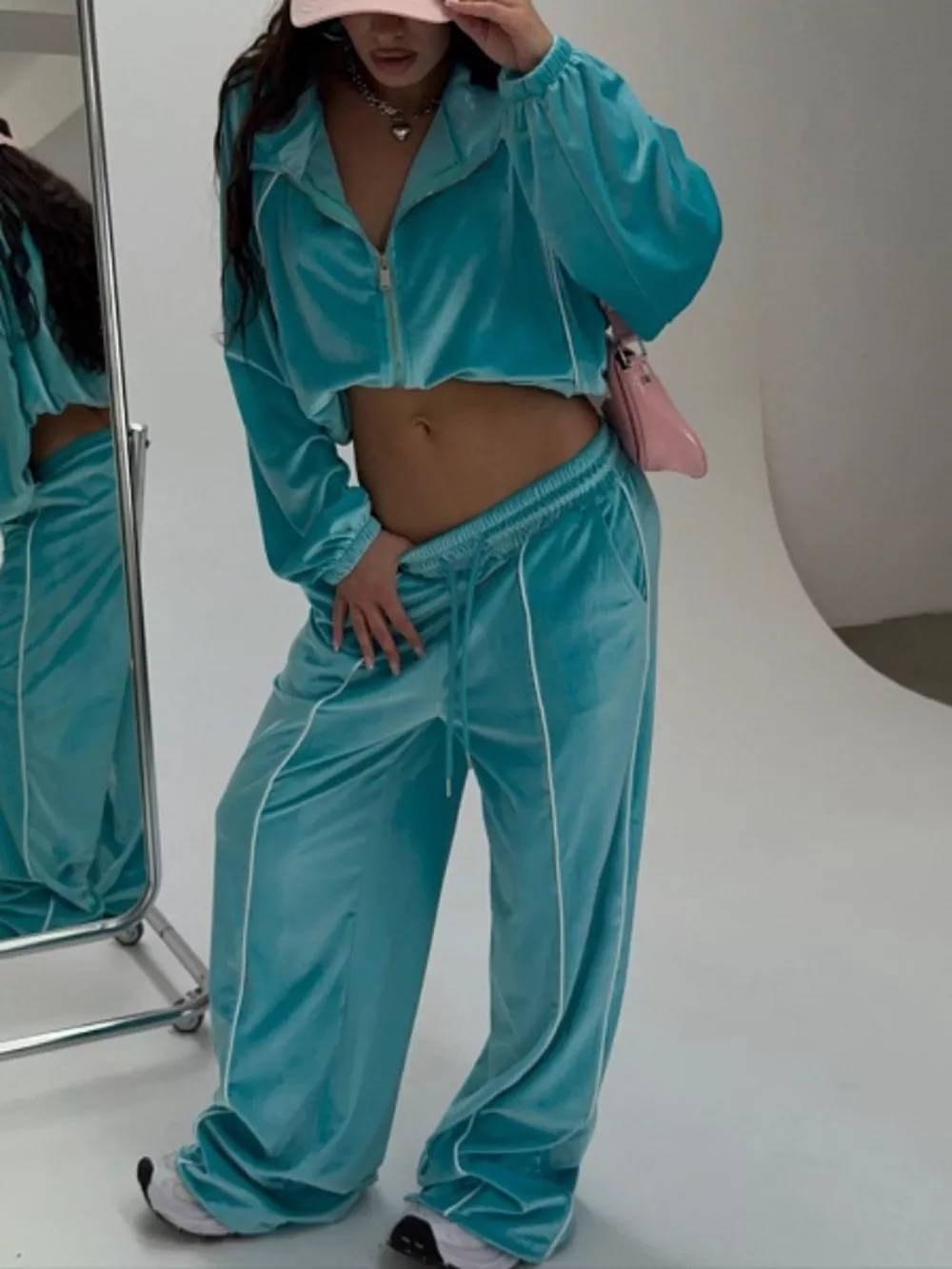 Zip Up Long Sleeve Top and Pants Set, image 4