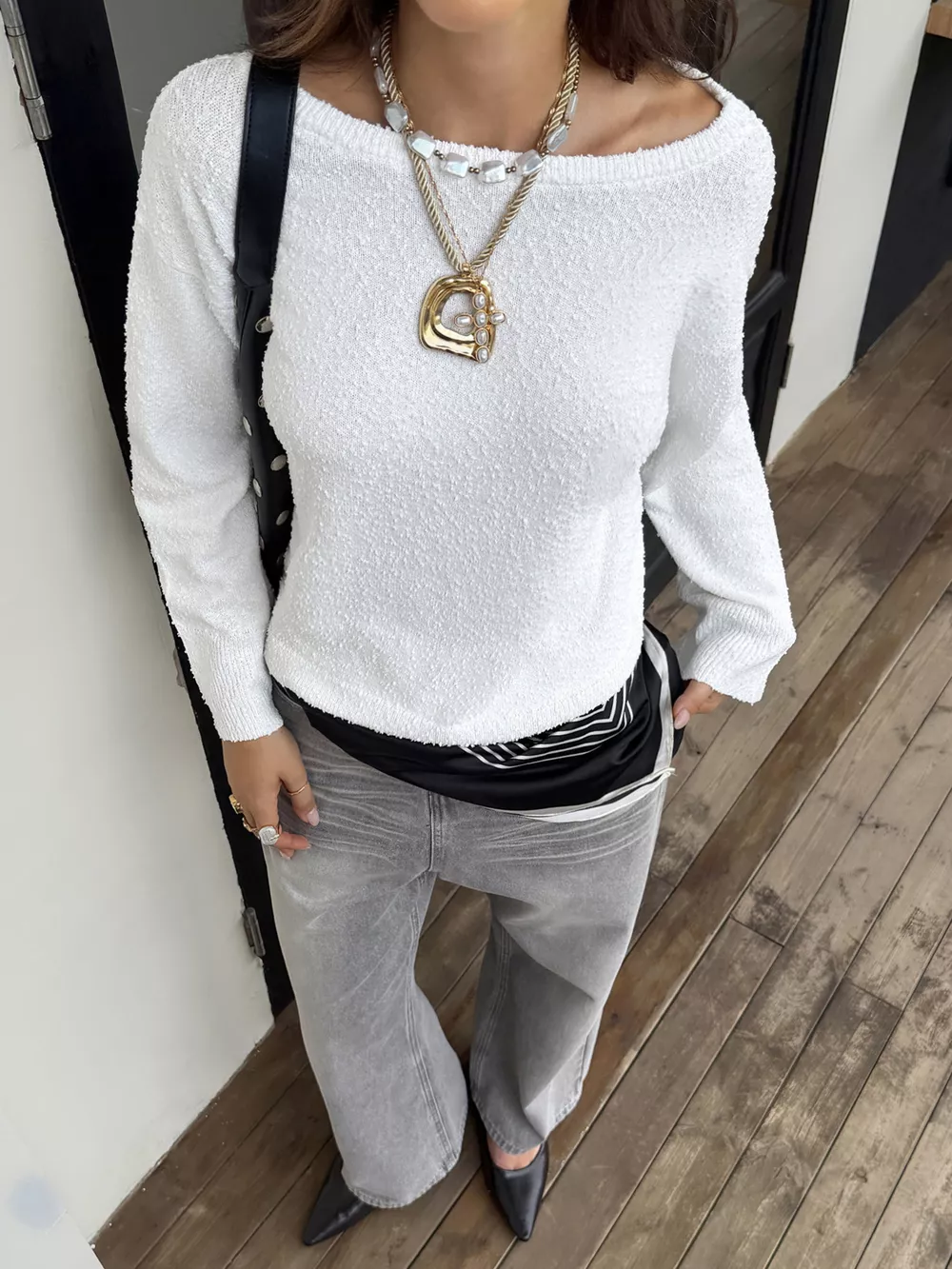 Boat Neck Dropped Shoulder Sweater, image 2