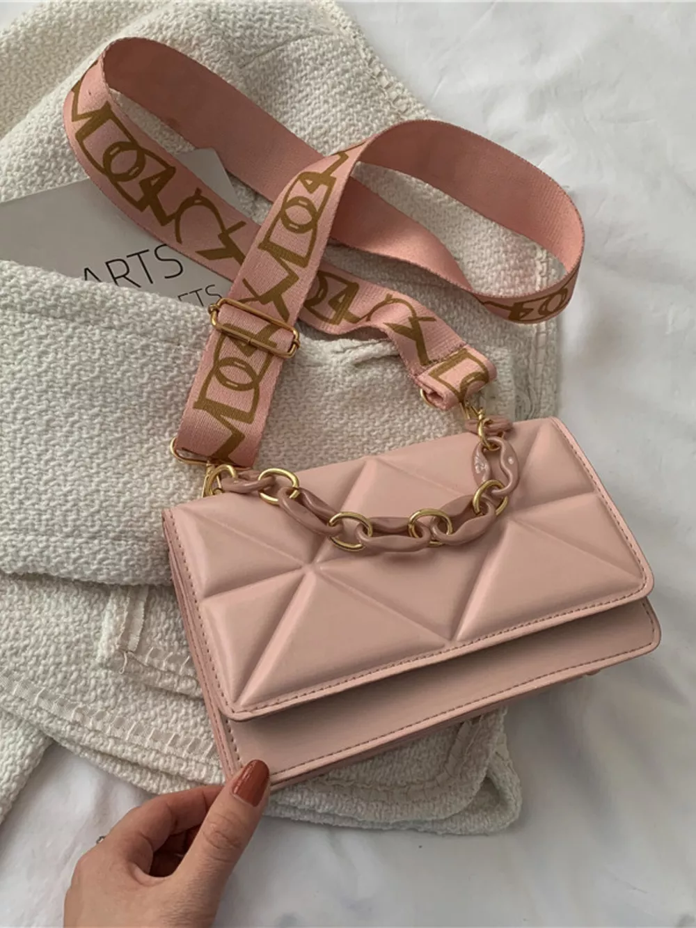 Quilted Adjustable Strap Crossbody Bag, image 13