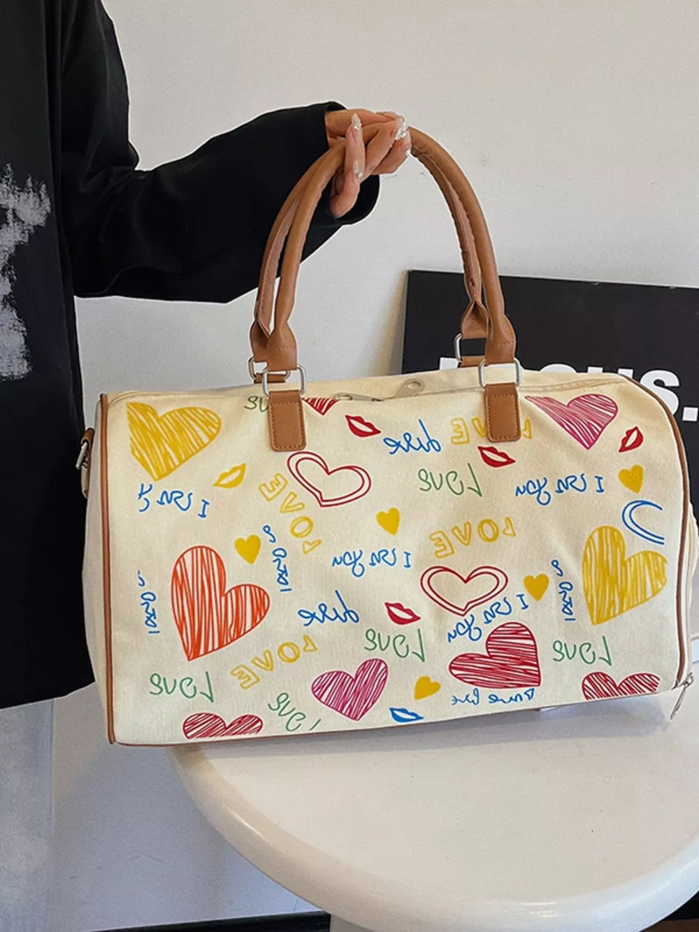 Printed Duffel Bag with Adjustable Strap, image 2