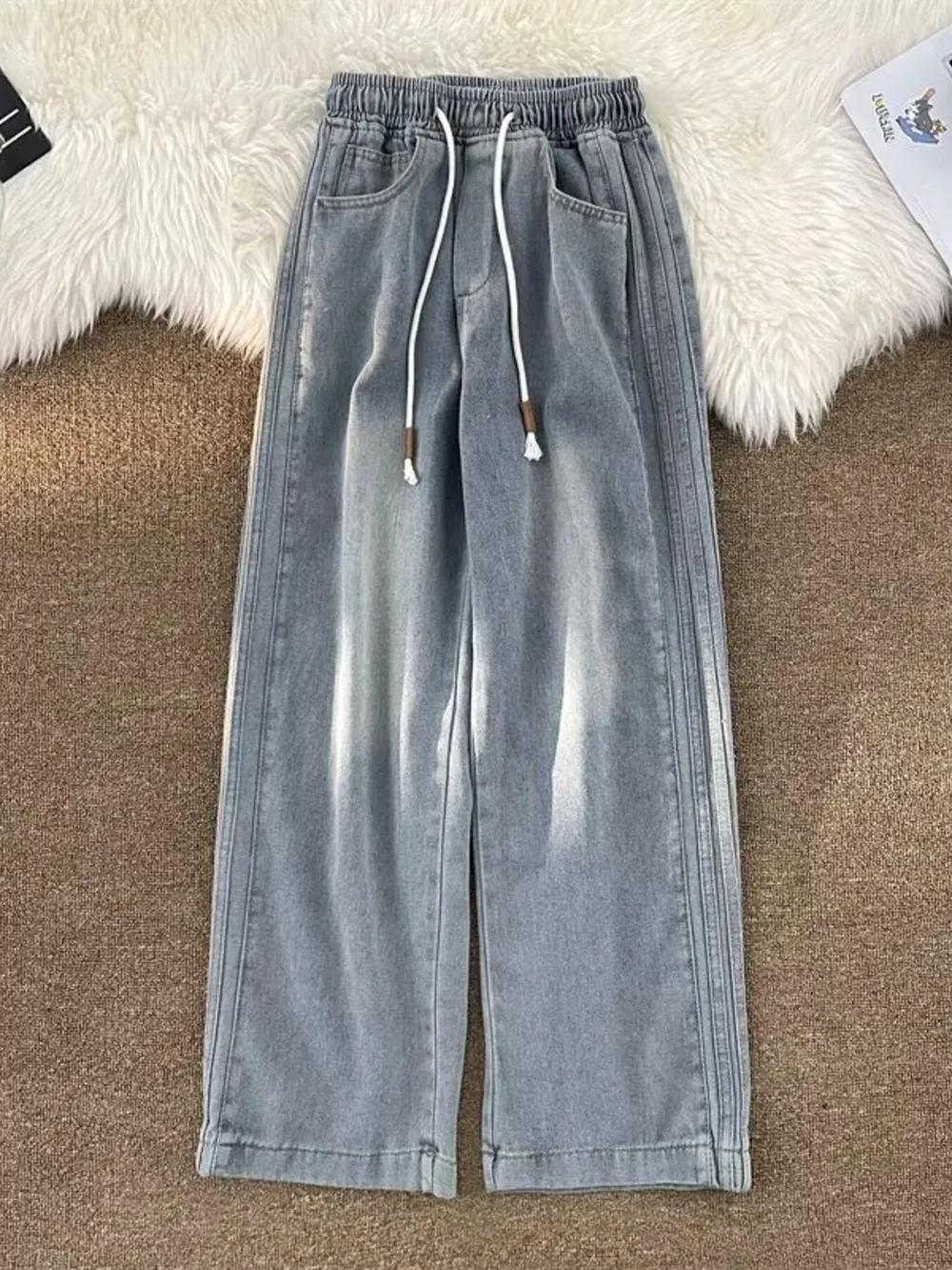 Men's Full Size Wash Wide Leg Pants Plus Size, image 3