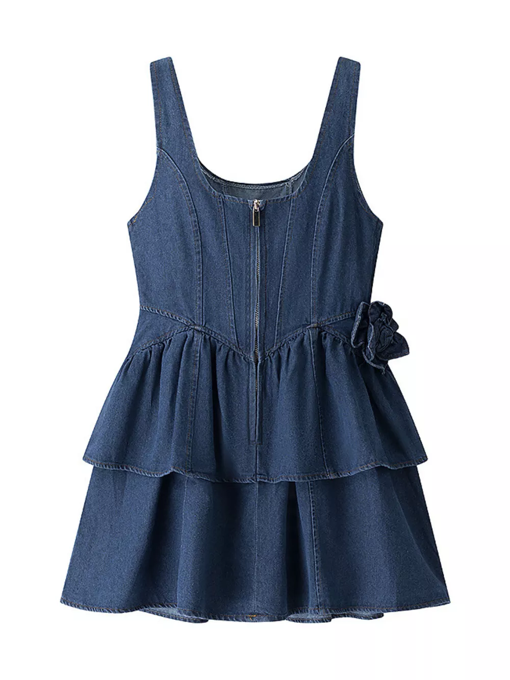 Floral Ruffle Layered Denim Dress, image 9