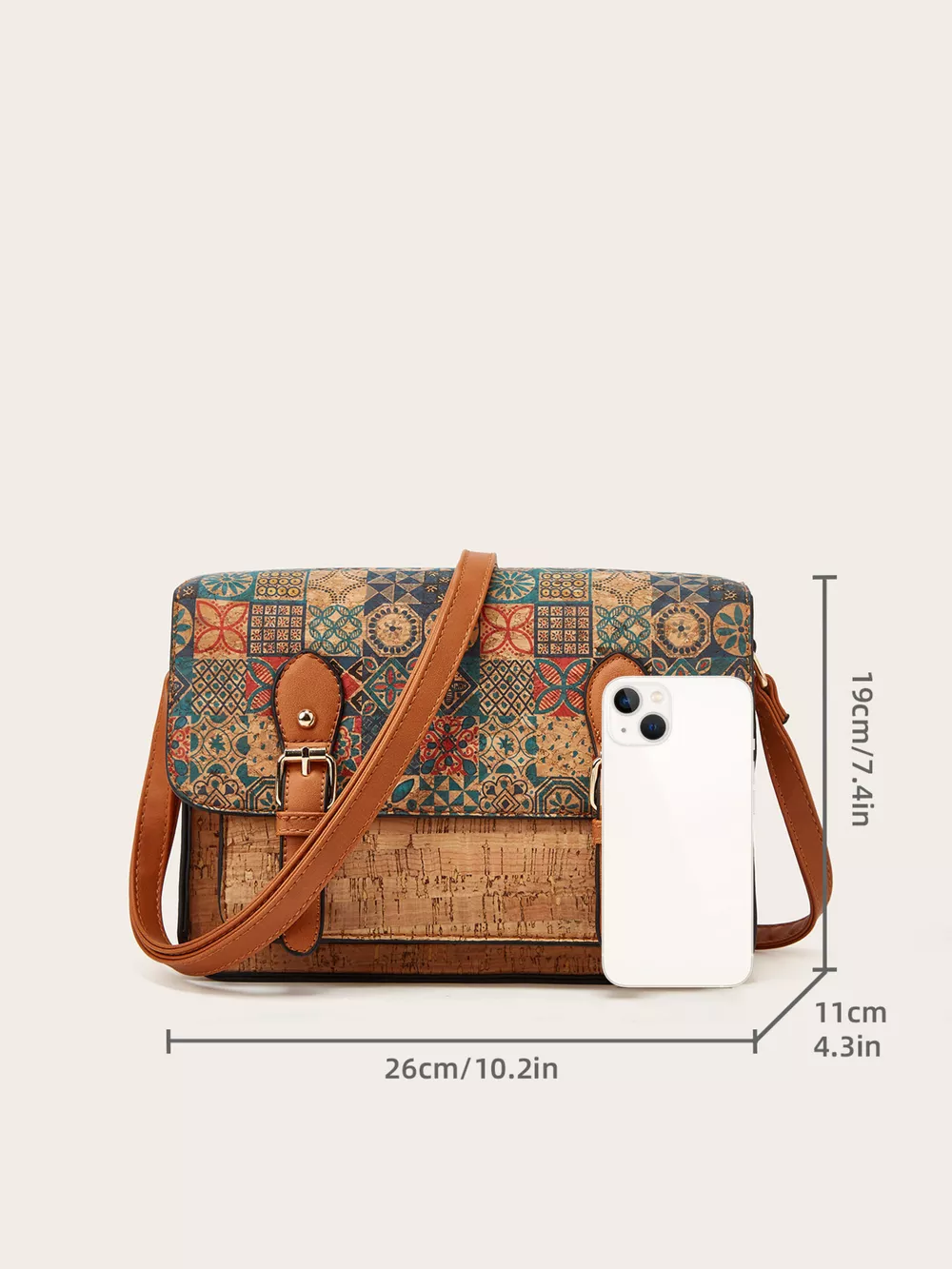 Vintage Pattern PU Leather Crossbody Bag, image 5