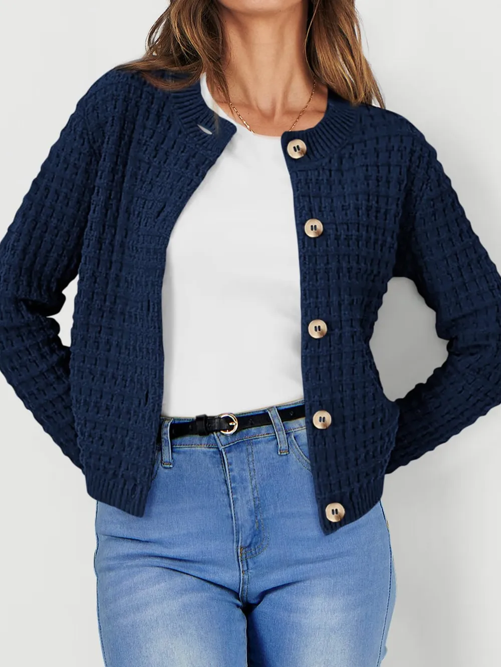 Textured Knit Button-Front Cardigan, image 23