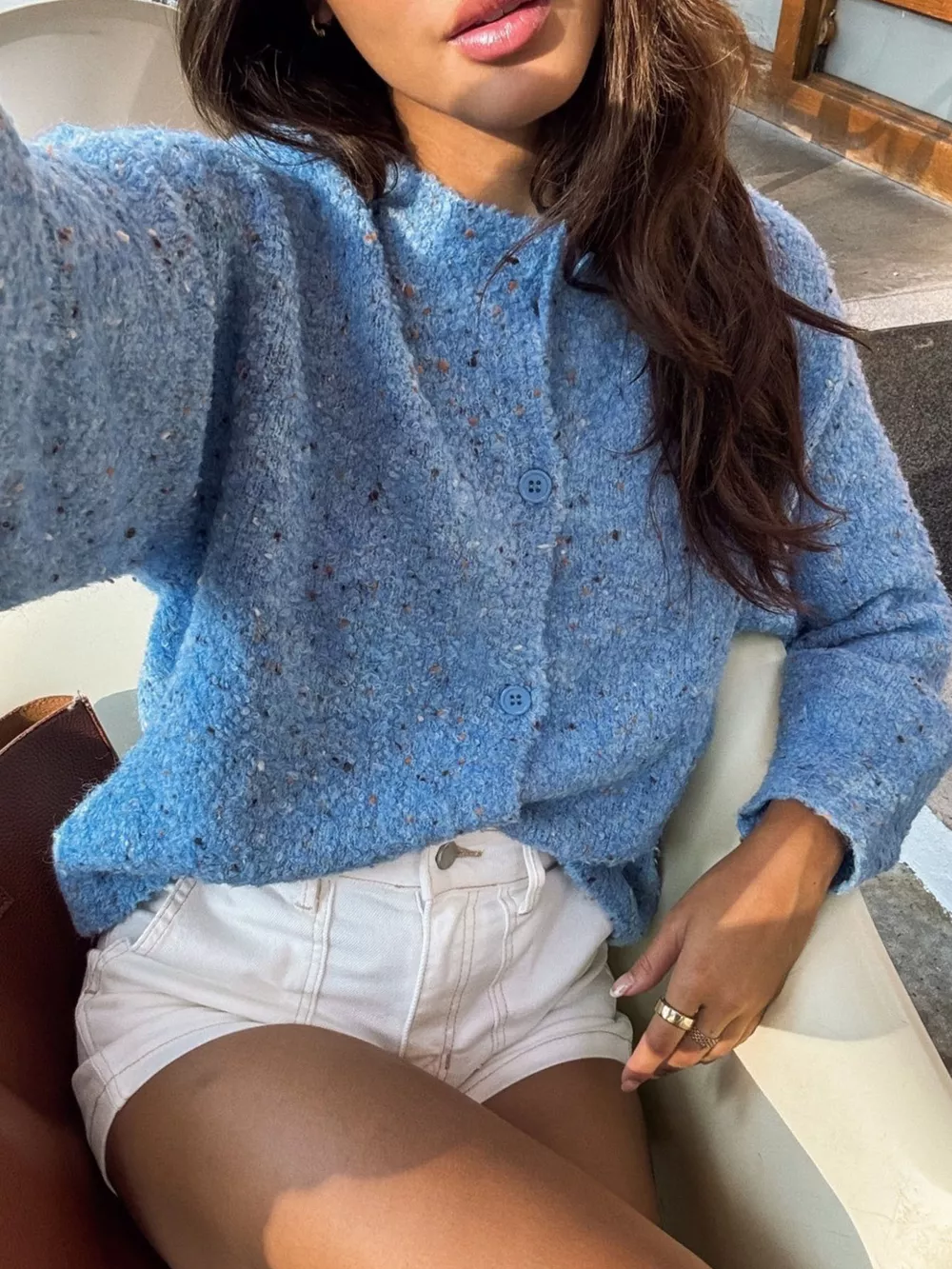 Textured Knit Button-Up Cardigan, image 2
