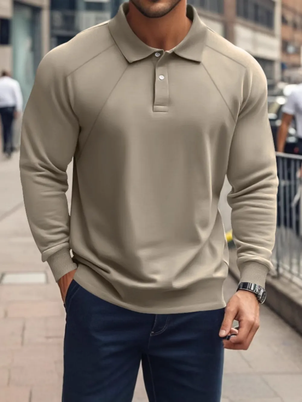 Men's Full Size Classic Collar Long Sleeve Polo Plus Size, image 5