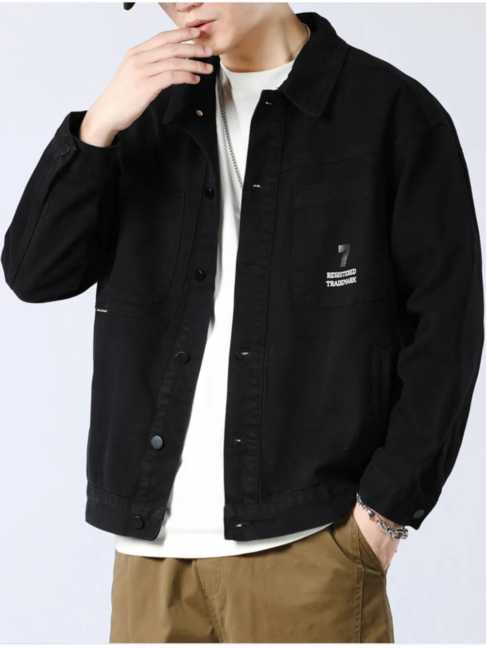 Men's Full Size Button Up Long Sleeve Shacket Plus Size, image 8