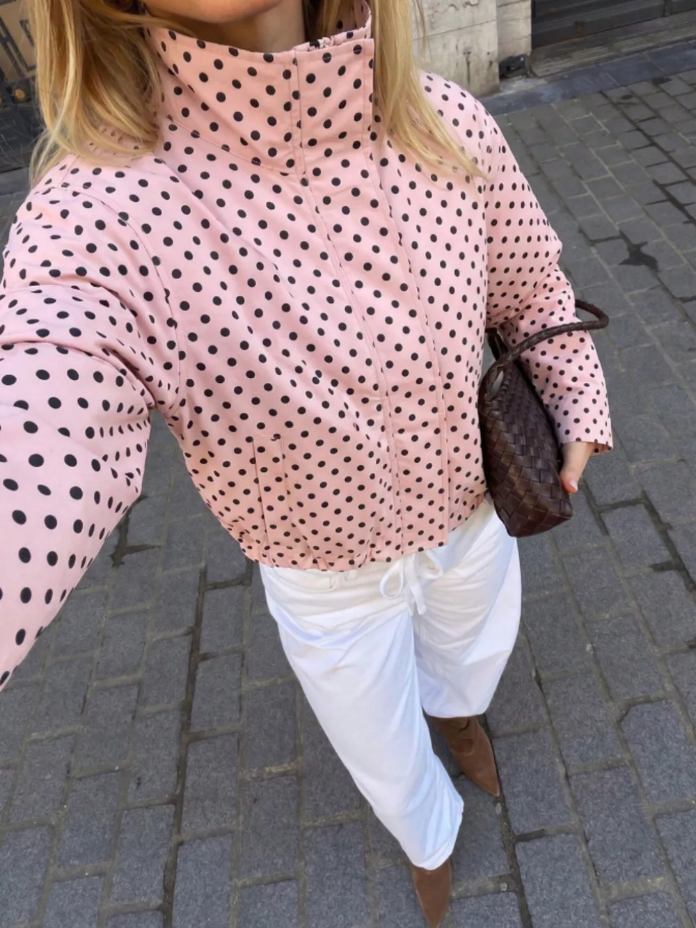 Polka Dot Zip Up Casual Jacket, image 9