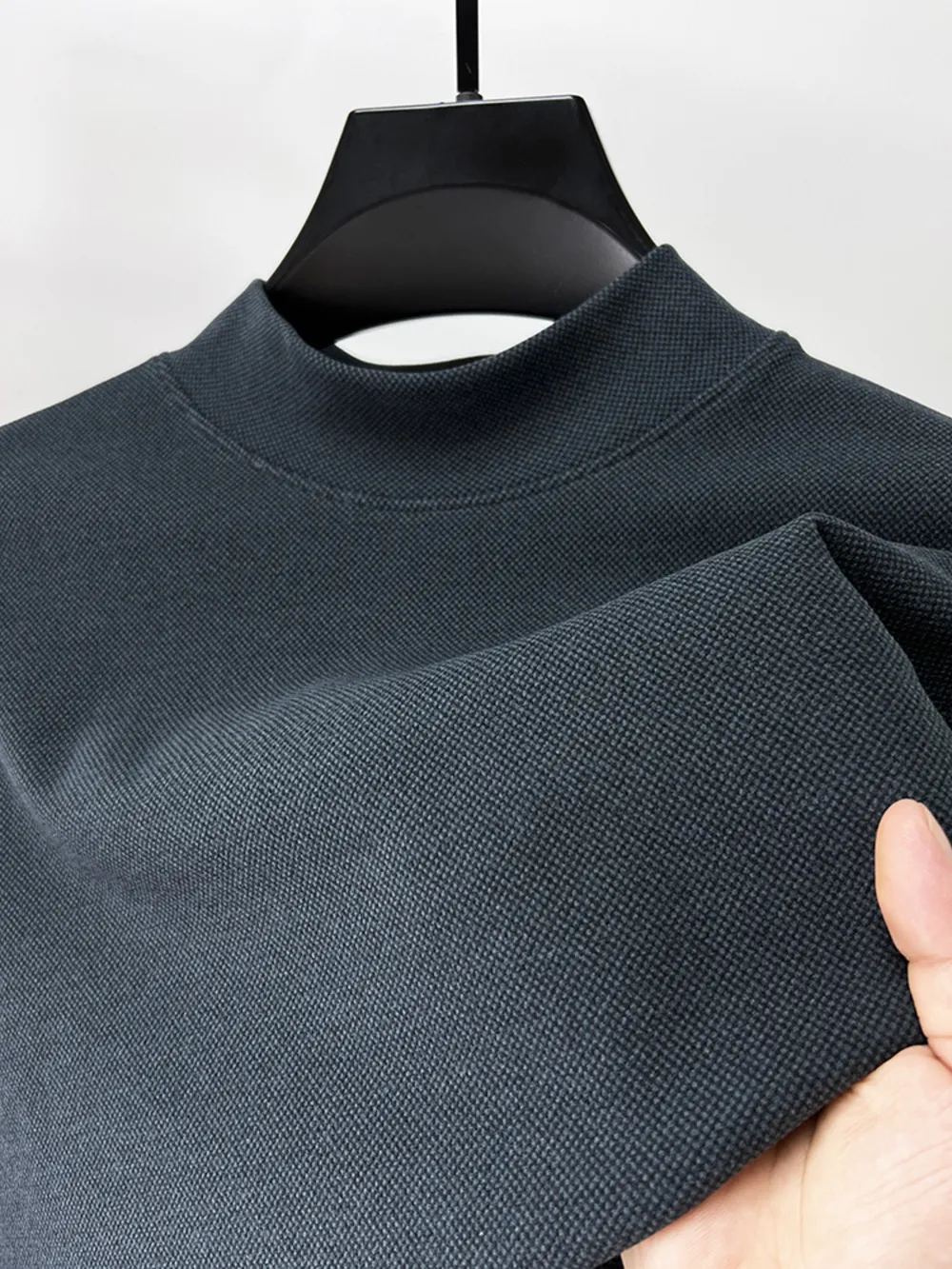 Men's Plus Size Mock Neck Long Sleeve Top, image 3