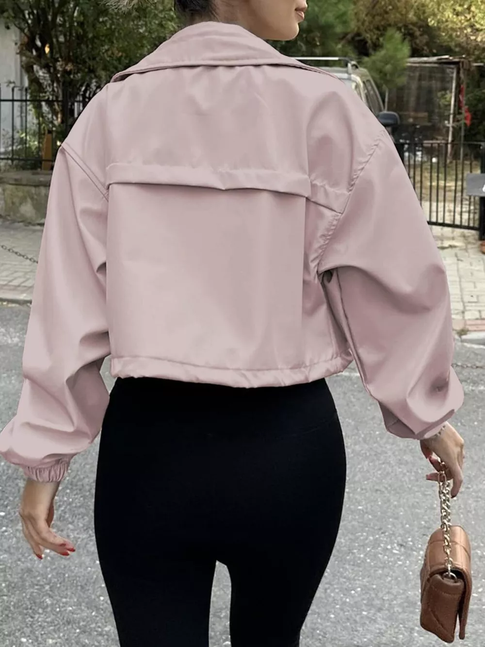 Drawstring Hem Zip Up Jacket, image 3