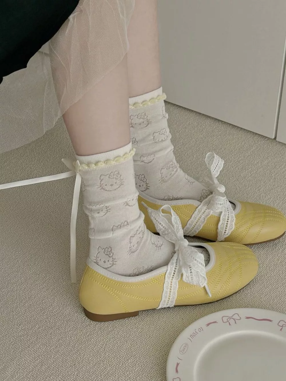 Ribbon Bow Knit Socks, image 4