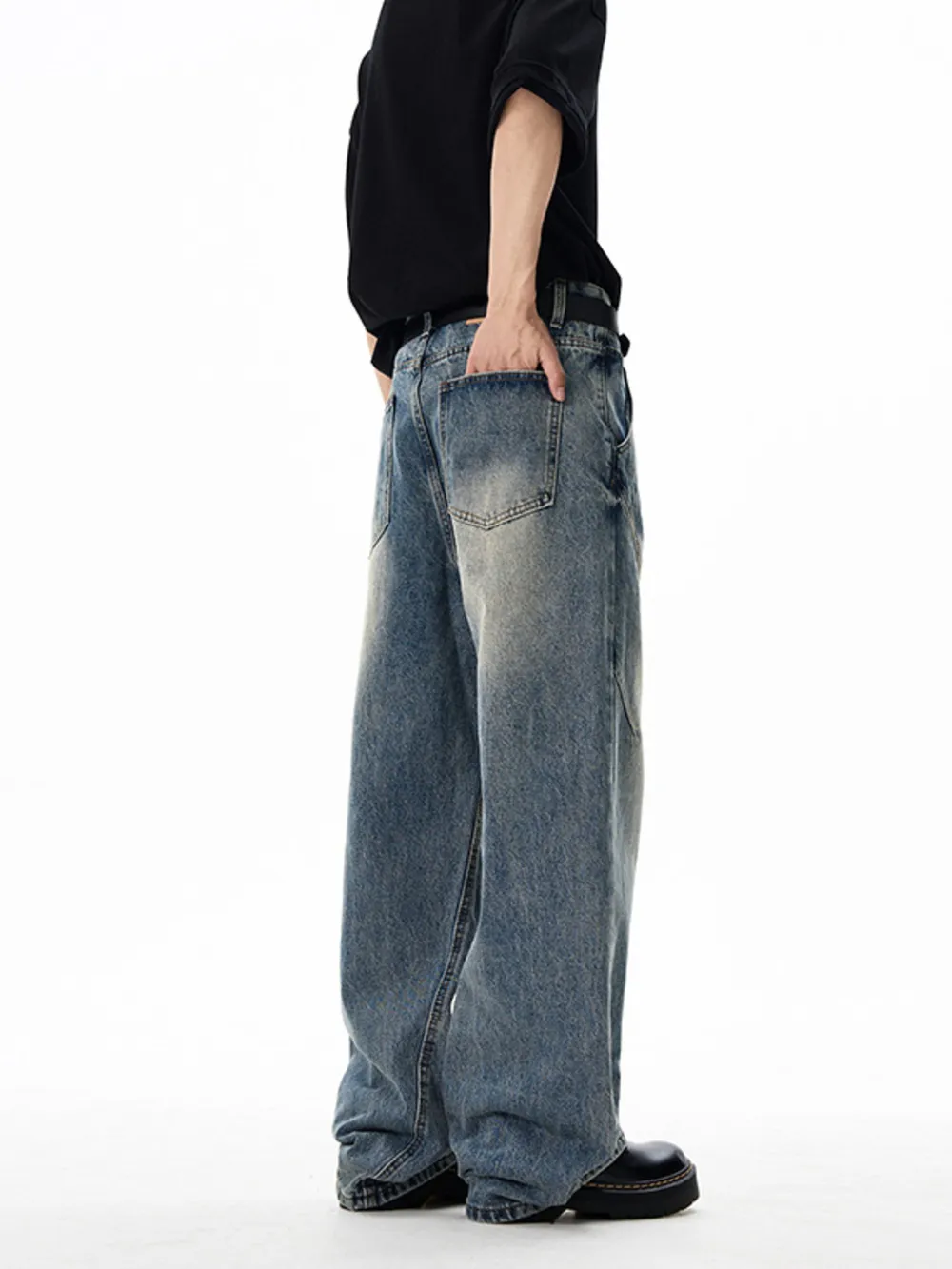 Men's Wash Wide Leg Jeans, image 3