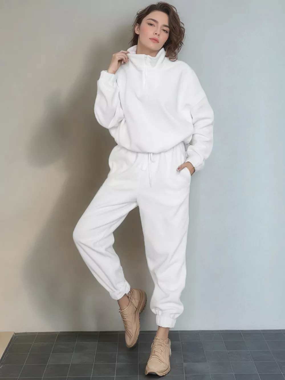 Quarter Zip Sweatshirt and Pants Set, image 2